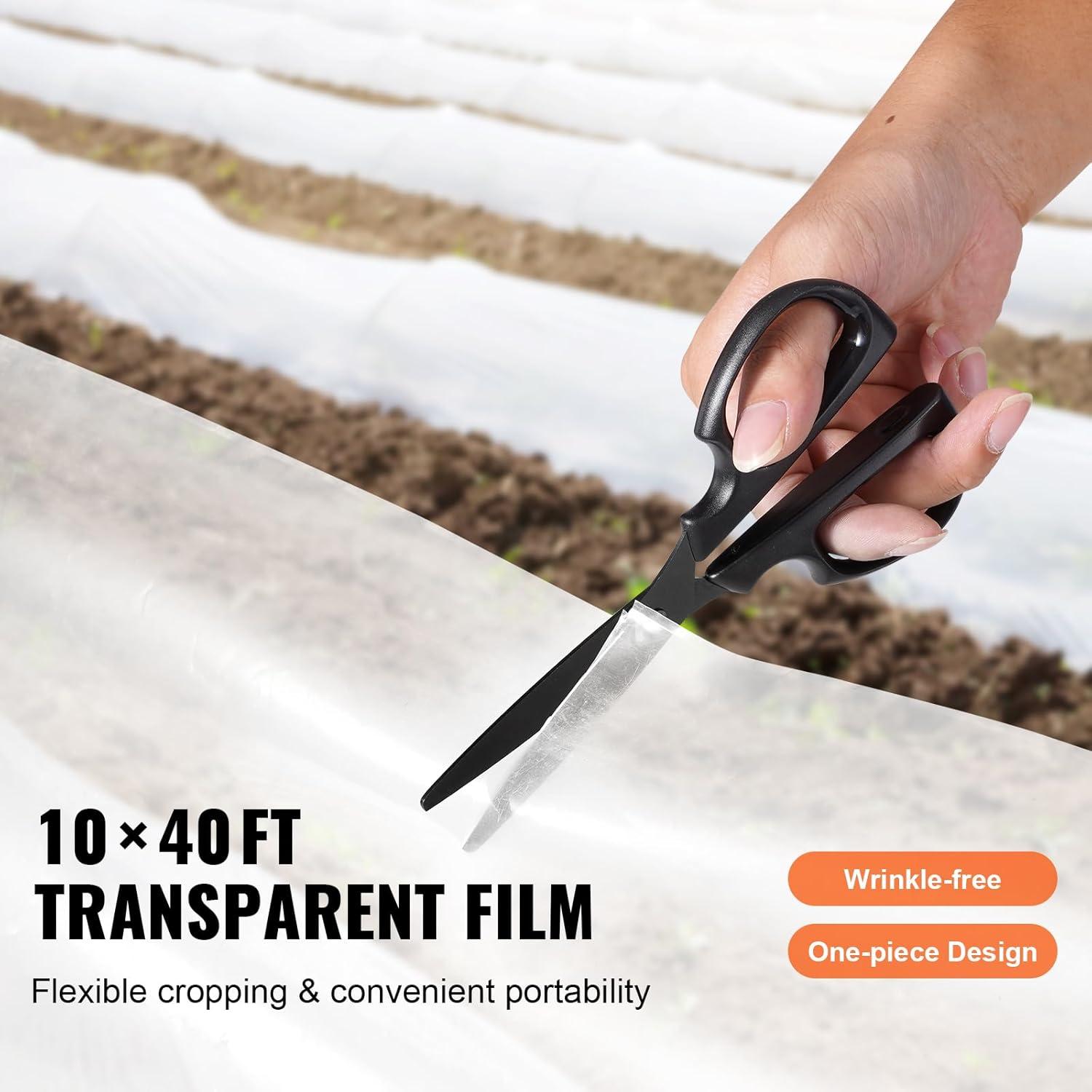 image:imageVEVOR Greenhouse Plastic Sheeting 8 x 25 ft 6 Mil Thickness UV Resistant Clear Polyethylene Film Hoop Green House Cover for Farms Agriculture Garden10 x 40 ft
