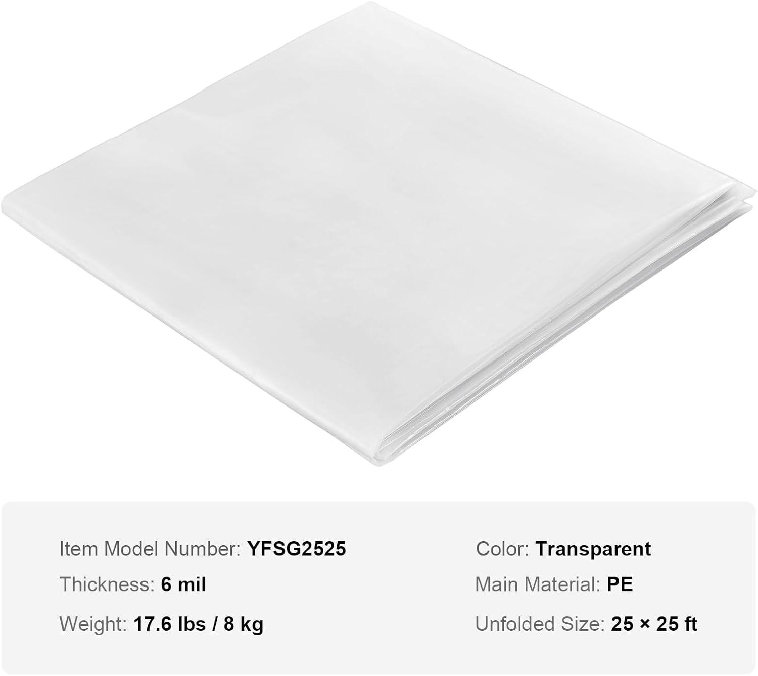 image:imageVEVOR Greenhouse Plastic Sheeting 8 x 25 ft 6 Mil Thickness UV Resistant Clear Polyethylene Film Hoop Green House Cover for Farms Agriculture Garden25 x 25 ft