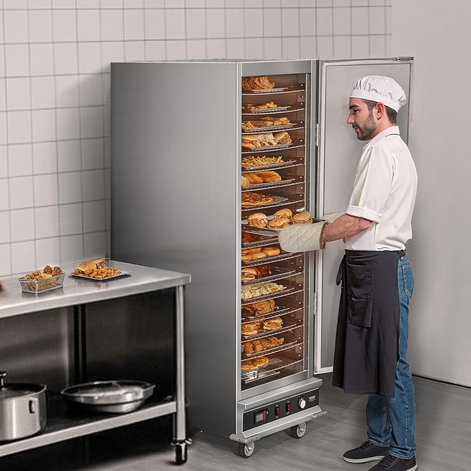 image:imageVEVOR Hot Box Food Warmer 4Tier Concession Warmer with Water Tray 4 Pans Glass Doubledoor and Adjustable Shelves Stainless Steel Food Warmer Cabinet Ideal for Storing Pizza Chicken Restaurant16Tier Single Door