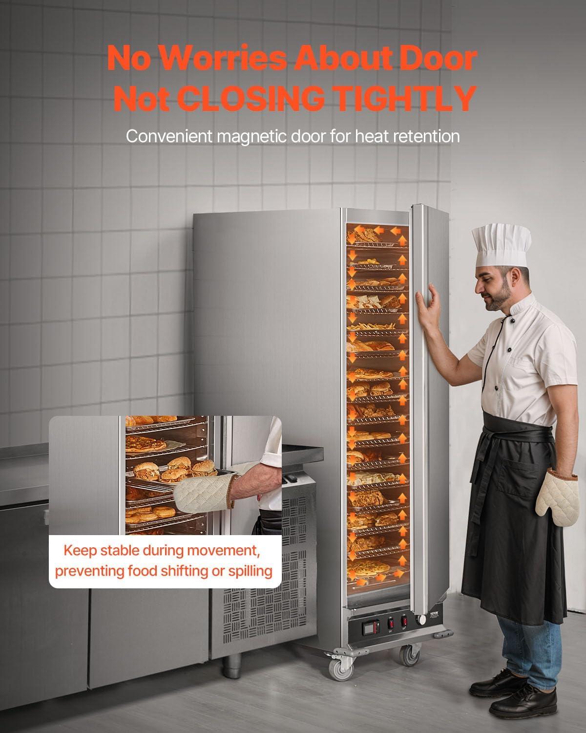 image:imageVEVOR Hot Box Food Warmer 4Tier Concession Warmer with Water Tray 4 Pans Glass Doubledoor and Adjustable Shelves Stainless Steel Food Warmer Cabinet Ideal for Storing Pizza Chicken Restaurant16Tier Single Door