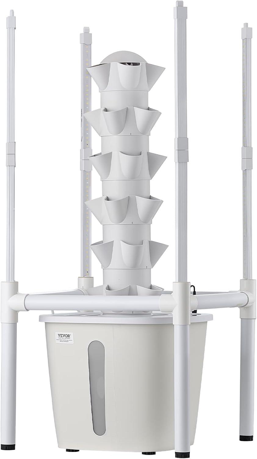 image:imageVEVOR Hydroponic Tower 30 Pods 6 Tiers Hydroponics Growing System Kit with LED Grow Light amp App Control Vertical Home Garden with 20L Water Tank amp Pump Planter for Indoor Herbs Fruits Vegetables