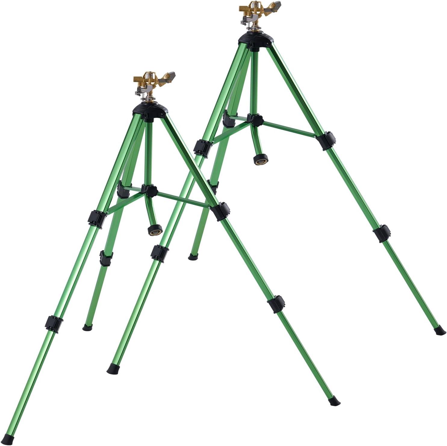 image:imageVEVOR Impact Sprinkler on Tripod Base 2 Packs Heavy Duty Tripod Sprinklers with Brass Head amp 34 NH Connector 360 Degree Large Area Irrigation Sprinkler Adjustable Heights Sprinkler for Yard2PC