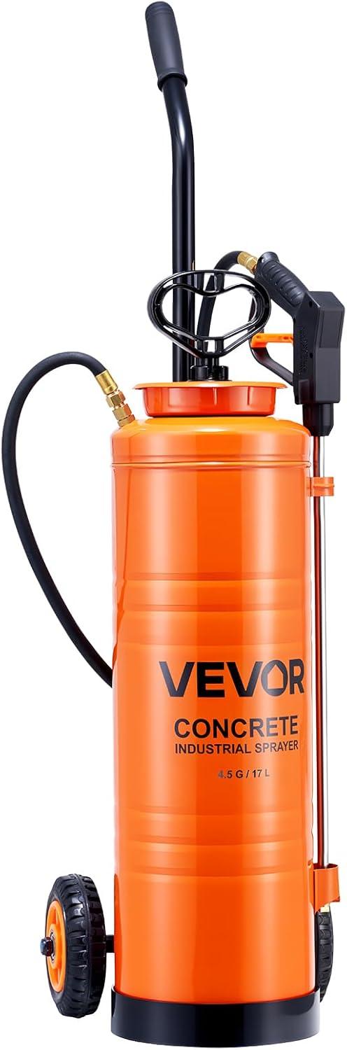 image:imageVEVOR Industrial Concrete Sprayer with Wheeled Cart 35 Gallon Stainless Steel Sprayer Heavy Duty TriPoxy Pump Sprayers 205Wand 48 amp 120Hoses 2 Brass Nozzles for Construction Lawn amp Garden45 Gal with Cart