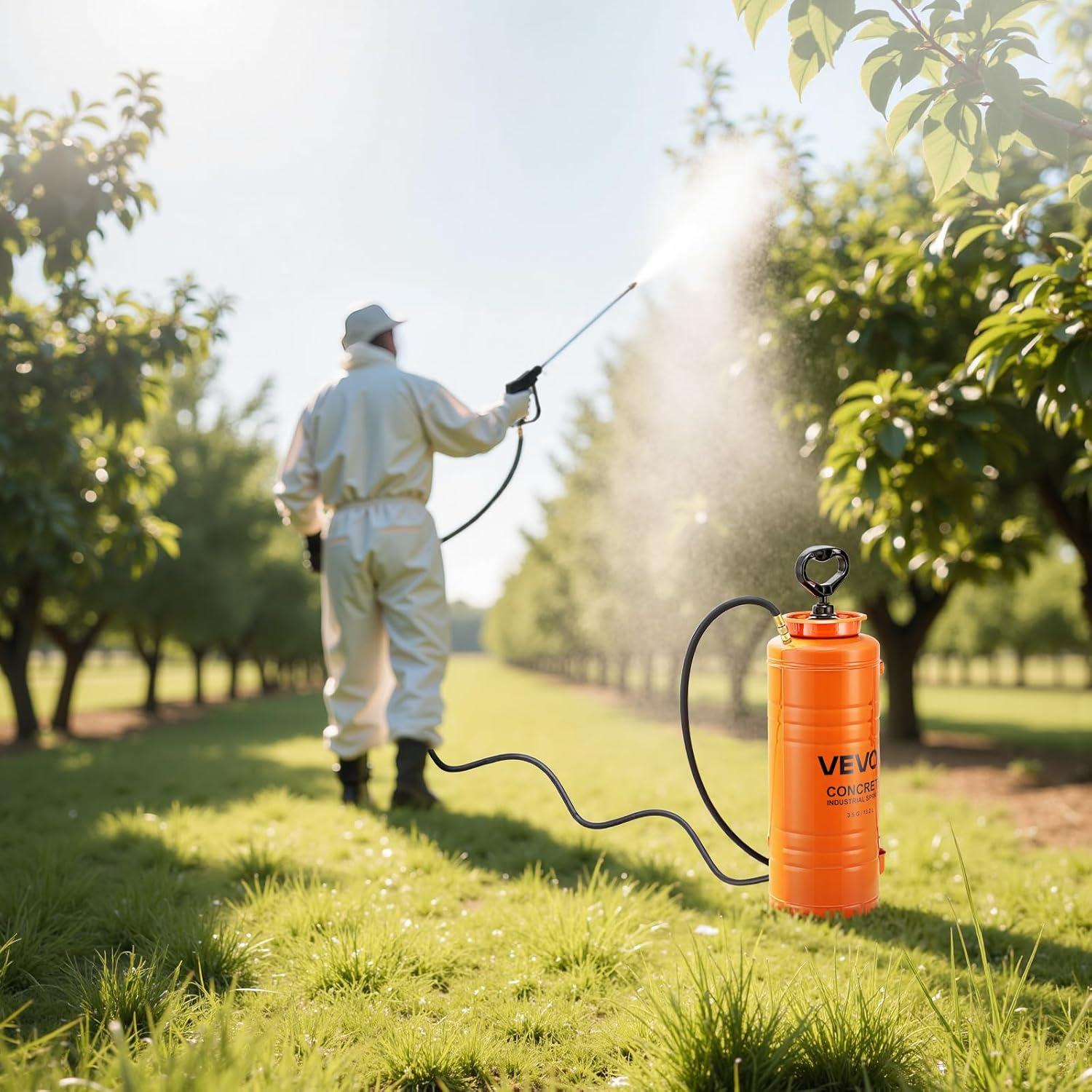 image:imageVEVOR Industrial Concrete Sprayer with Wheeled Cart 35 Gallon Stainless Steel Sprayer Heavy Duty TriPoxy Pump Sprayers 205Wand 48 amp 120Hoses 2 Brass Nozzles for Construction Lawn amp Garden35 Gal Basic