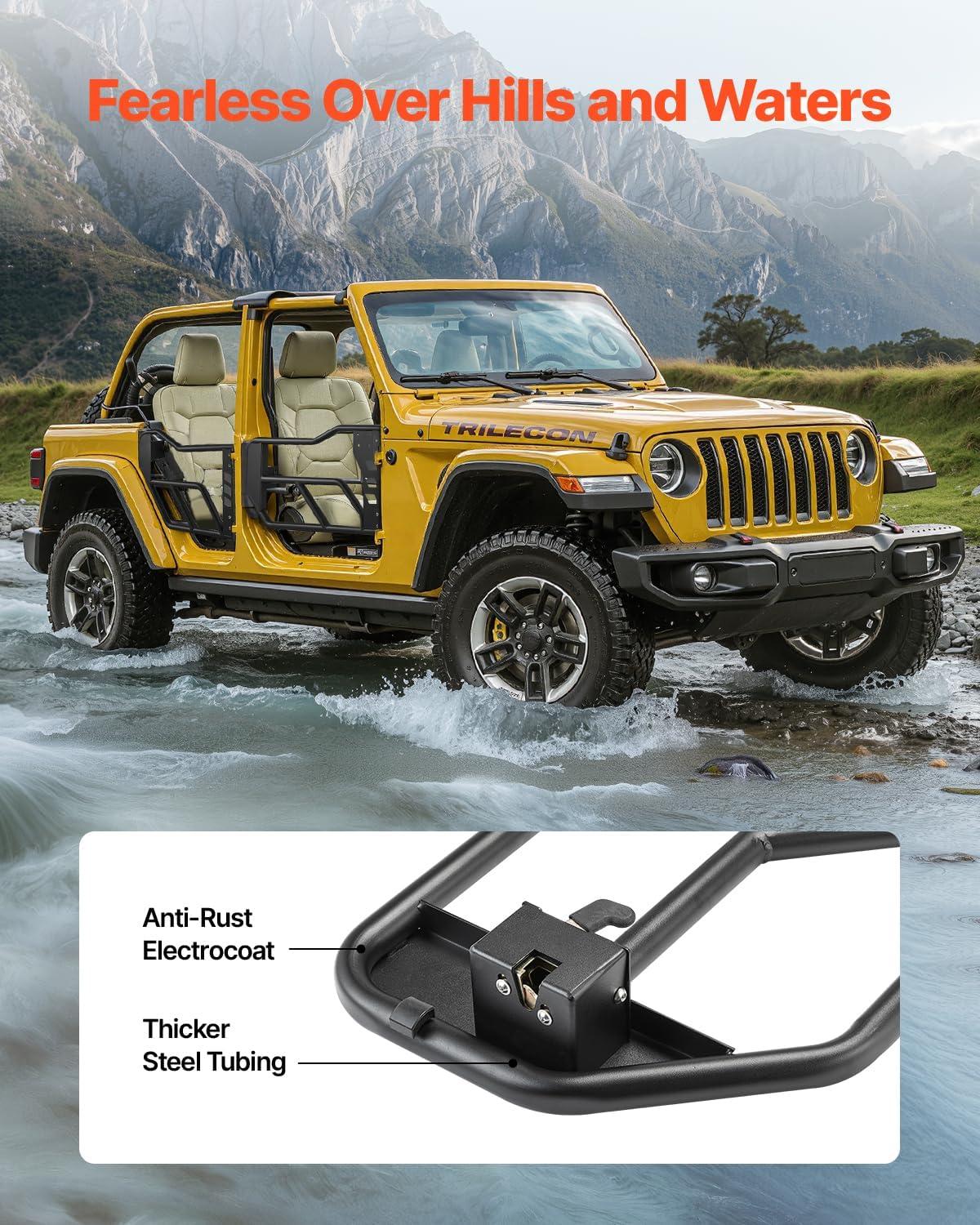 image:imageVEVOR Jeep Tube Doors 4Door Hunting Style Jeep Tubular Door with HeavyDuty Hinges amp OE Latch Jeep Doors with Rubber Pads Fit for 20182026 Jeep Wrangler JL amp 20202026 Jeep Gladiator JTJK