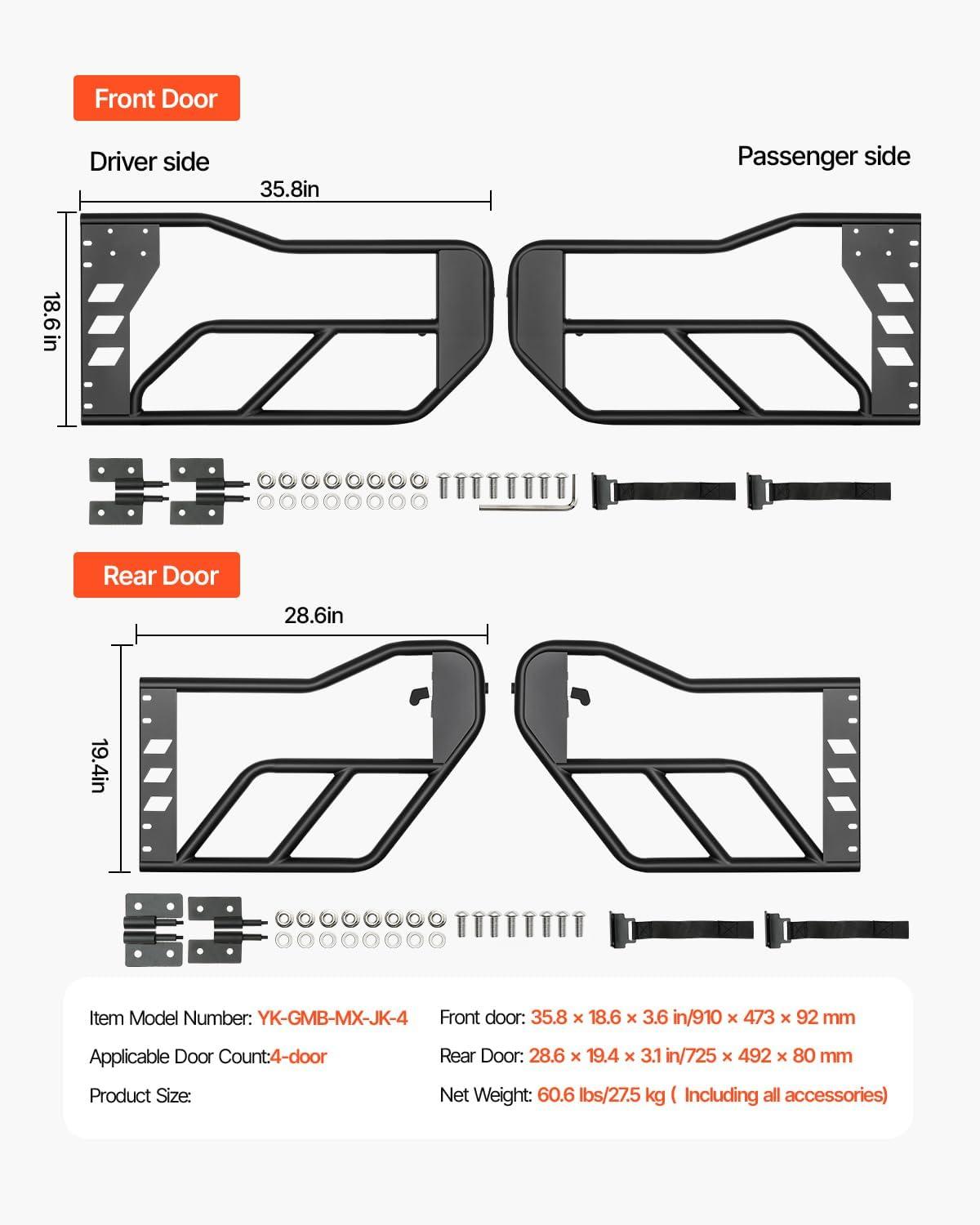 image:imageVEVOR Jeep Tube Doors 4Door Hunting Style Jeep Tubular Door with HeavyDuty Hinges amp OE Latch Jeep Doors with Rubber Pads Fit for 20182026 Jeep Wrangler JL amp 20202026 Jeep Gladiator JTJK