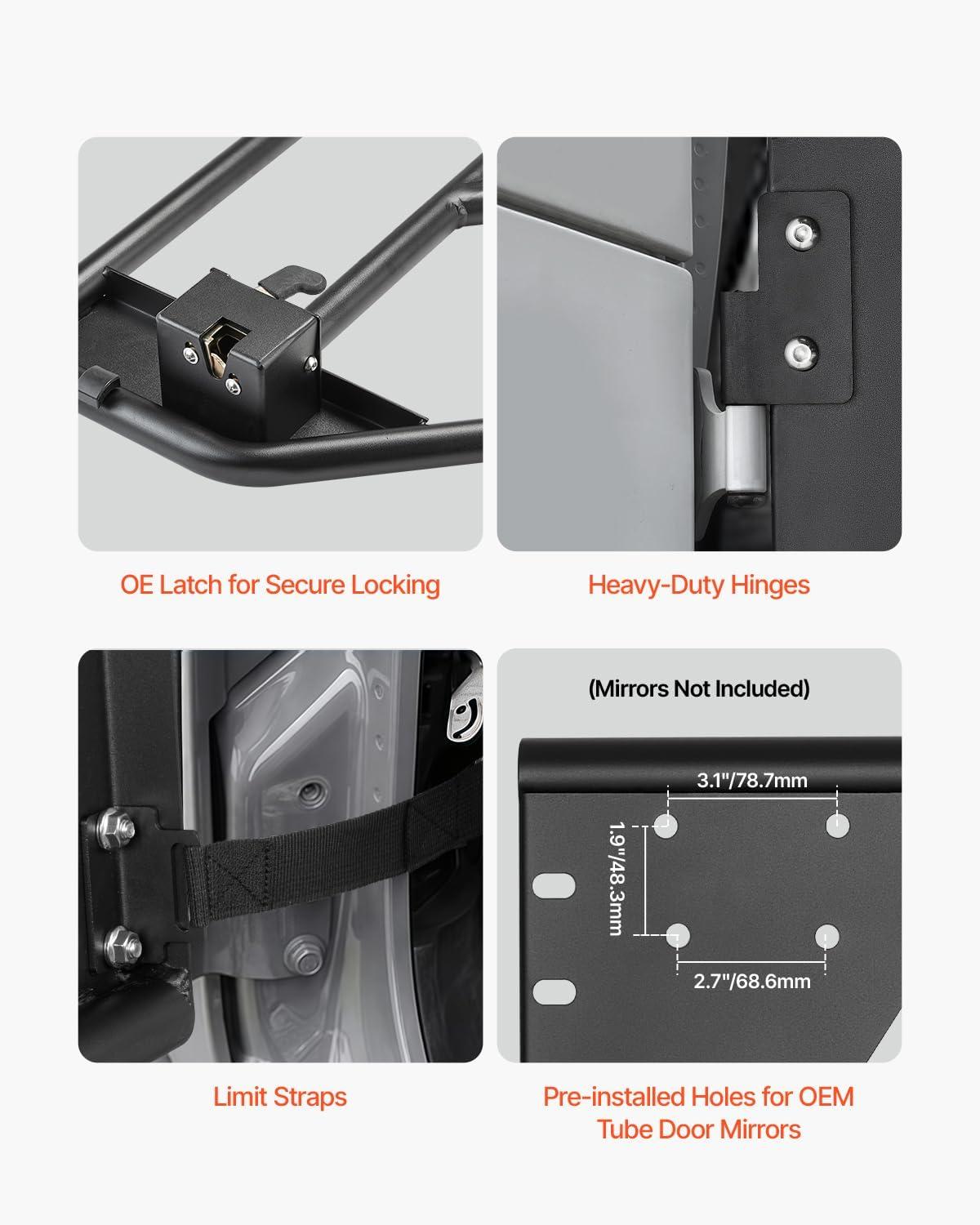 image:imageVEVOR Jeep Tube Doors 4Door Hunting Style Jeep Tubular Door with HeavyDuty Hinges amp OE Latch Jeep Doors with Rubber Pads Fit for 20182026 Jeep Wrangler JL amp 20202026 Jeep Gladiator JTJK
