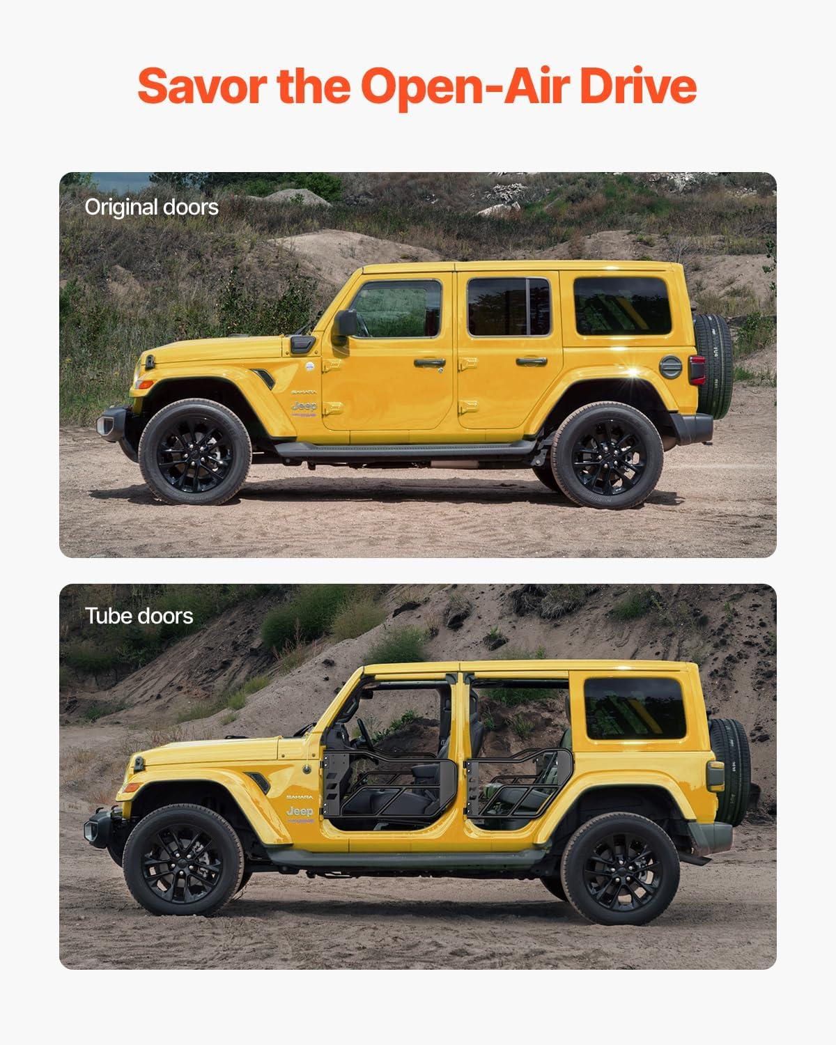 image:imageVEVOR Jeep Tube Doors 4Door Hunting Style Jeep Tubular Door with HeavyDuty Hinges amp OE Latch Jeep Doors with Rubber Pads Fit for 20182026 Jeep Wrangler JL amp 20202026 Jeep Gladiator JTJK