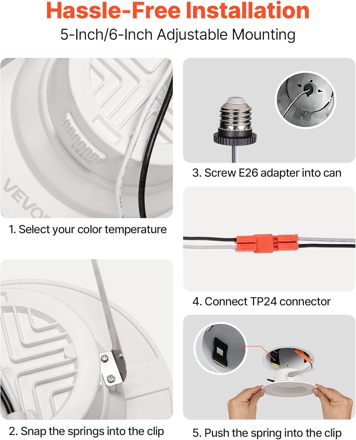 image:imageVEVOR Landscape Lighting 6W Low Voltage LED Landscape Lights IP66 Waterproof Landscape Spotlights Yard Lawn Garden Pathway Outdoor Lights 12V 24V 450LM Warm White 3000K 12 Pack with ConnectorsIndoorLED Recessed Lighting