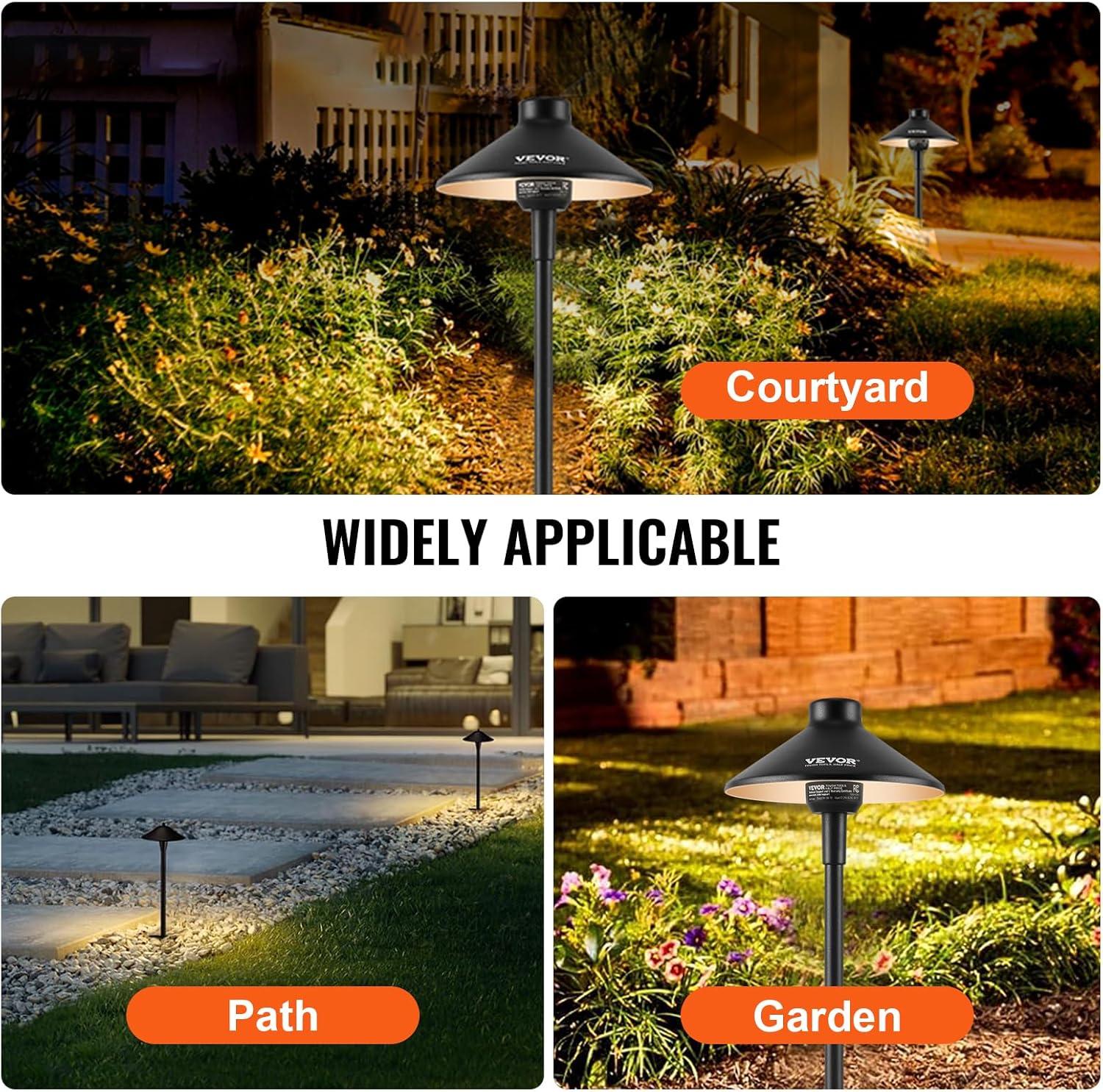 image:imageVEVOR Landscape Lighting 6W Low Voltage LED Landscape Lights IP66 Waterproof Landscape Spotlights Yard Lawn Garden Pathway Outdoor Lights 12V 24V 450LM Warm White 3000K 12 Pack with ConnectorsOutdoorWalkway Lights