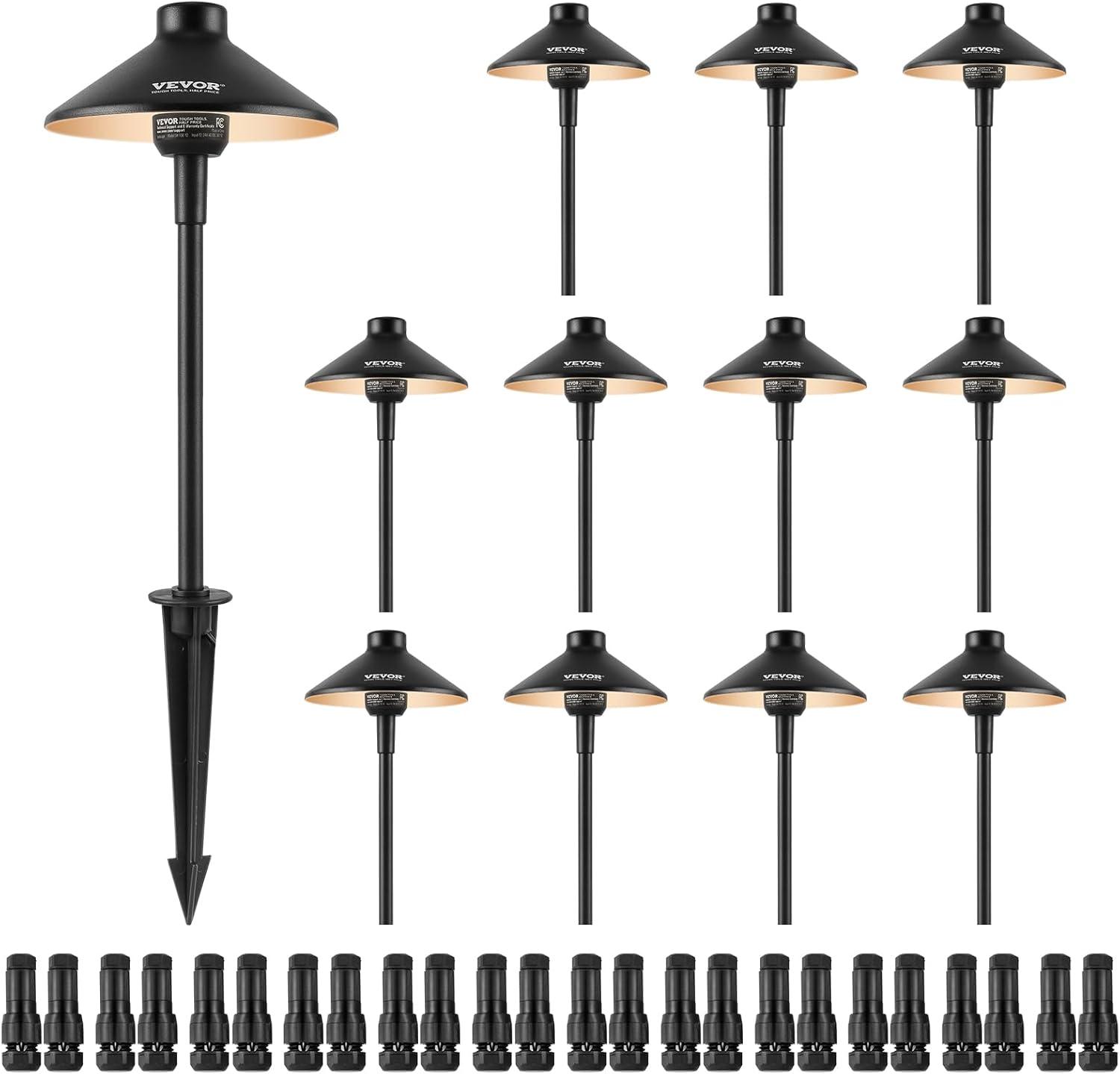 image:imageVEVOR Landscape Lighting 6W Low Voltage LED Landscape Lights IP66 Waterproof Landscape Spotlights Yard Lawn Garden Pathway Outdoor Lights 12V 24V 450LM Warm White 3000K 12 Pack with ConnectorsOutdoorWalkway Lights