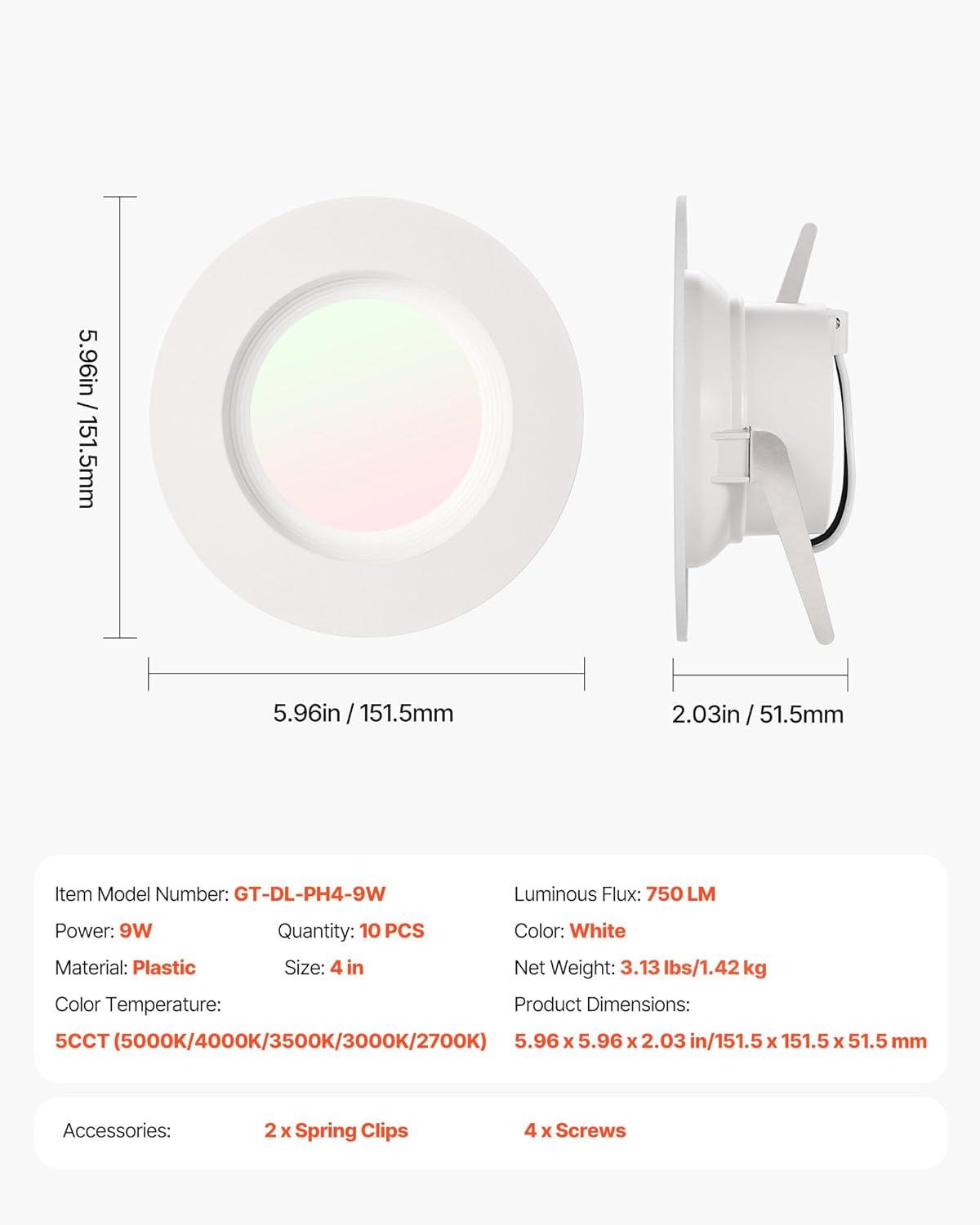 image:imageVEVOR Landscape Lighting 6W Low Voltage LED Landscape Lights IP66 Waterproof Landscape Spotlights Yard Lawn Garden Pathway Outdoor Lights 12V 24V 450LM Warm White 3000K 12 Pack with ConnectorsIndoorLED Recessed Lighting