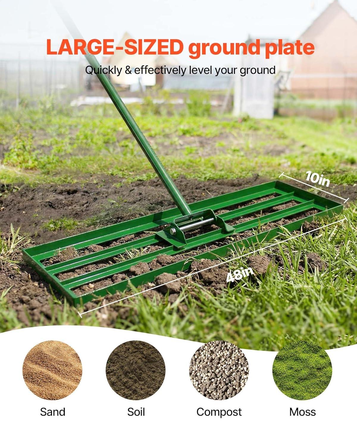 image:imageVEVOR Lawn Leveling Rake 48 in x 10 in Level Lawn Tool HeavyDuty Lawn Leveler with 78 in Steel Extended Handle Rake Suit CPPZP1048000TBPBMV0