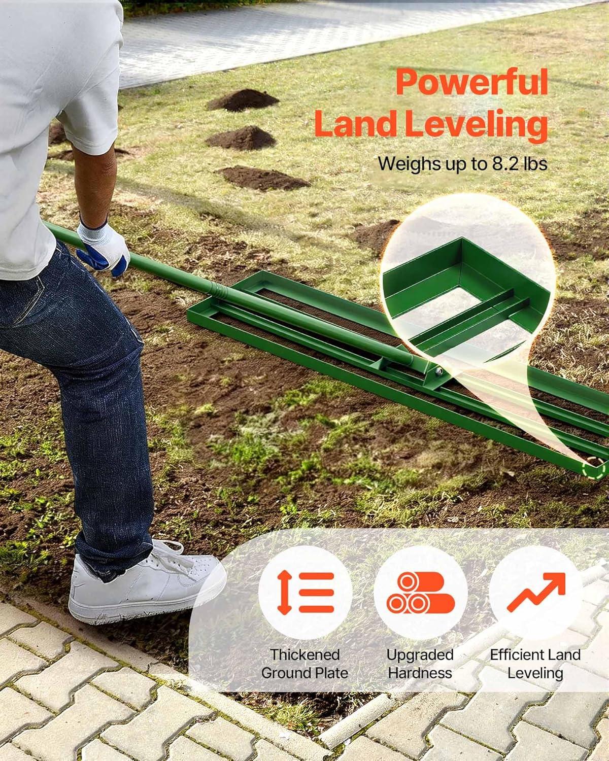 image:imageVEVOR Lawn Leveling Rake 48 in x 10 in Level Lawn Tool HeavyDuty Lawn Leveler with 78 in Steel Extended Handle Rake Suit CPPZP1048000TBPBMV0