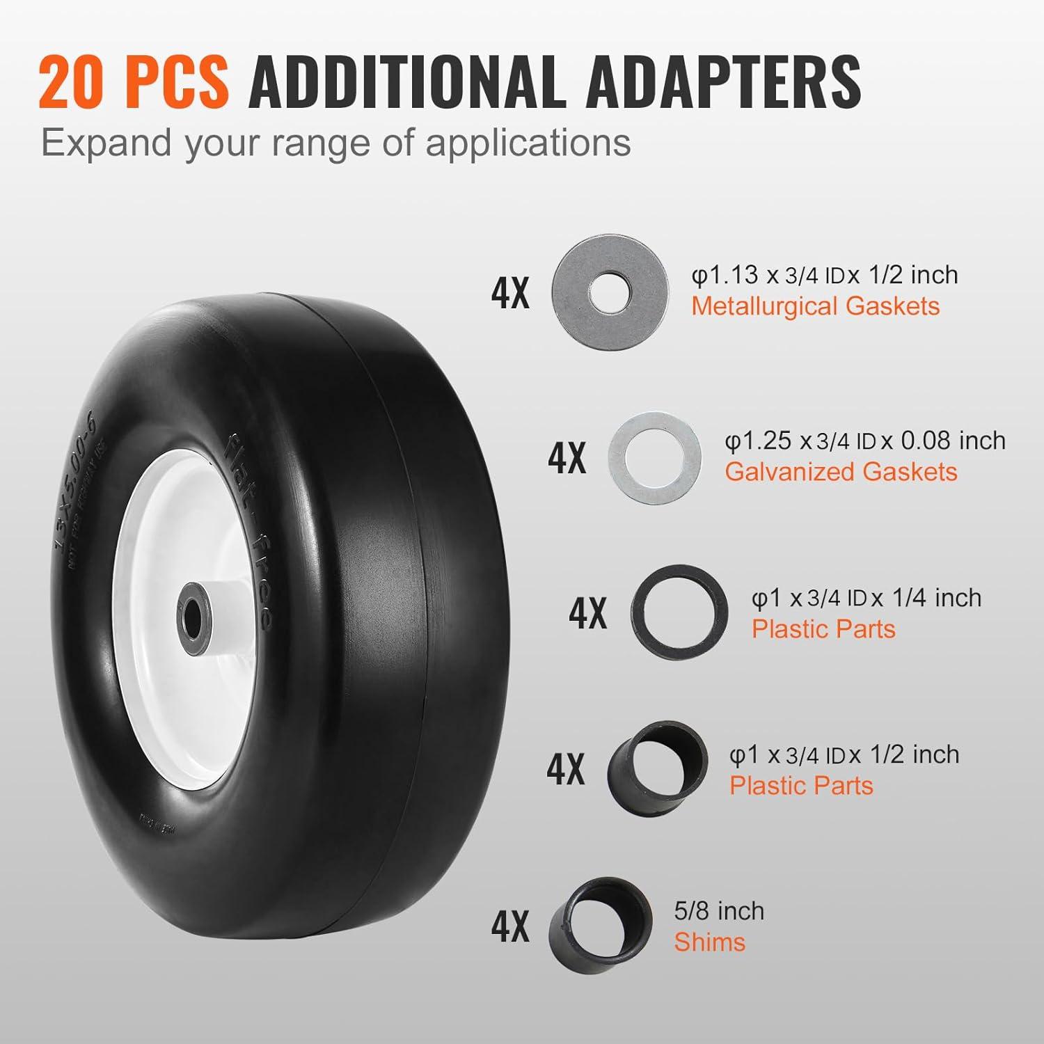 image:imageVEVOR Lawn Mower Tires with Rim 20x88 Tubeless Tractor Tires 2Pack Tire and Wheel Assembly STurf Pneumatic Tires with 35 Offset Hub and 34 Bushing Size for Riding Mowers Lawn TractorsTubeless with Rim