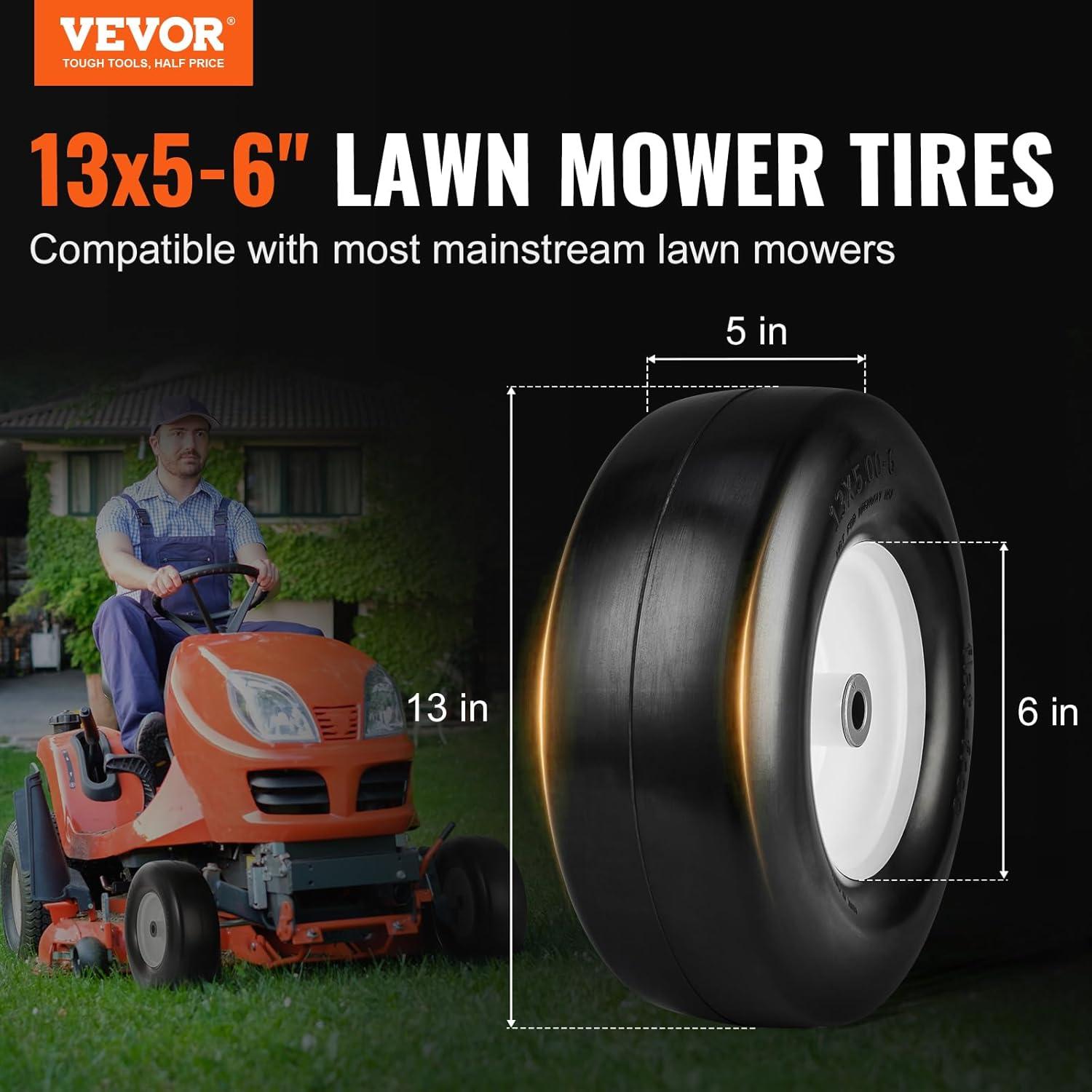 image:imageVEVOR Lawn Mower Tires with Rim 20x88 Tubeless Tractor Tires 2Pack Tire and Wheel Assembly STurf Pneumatic Tires with 35 Offset Hub and 34 Bushing Size for Riding Mowers Lawn TractorsTubeless with Rim