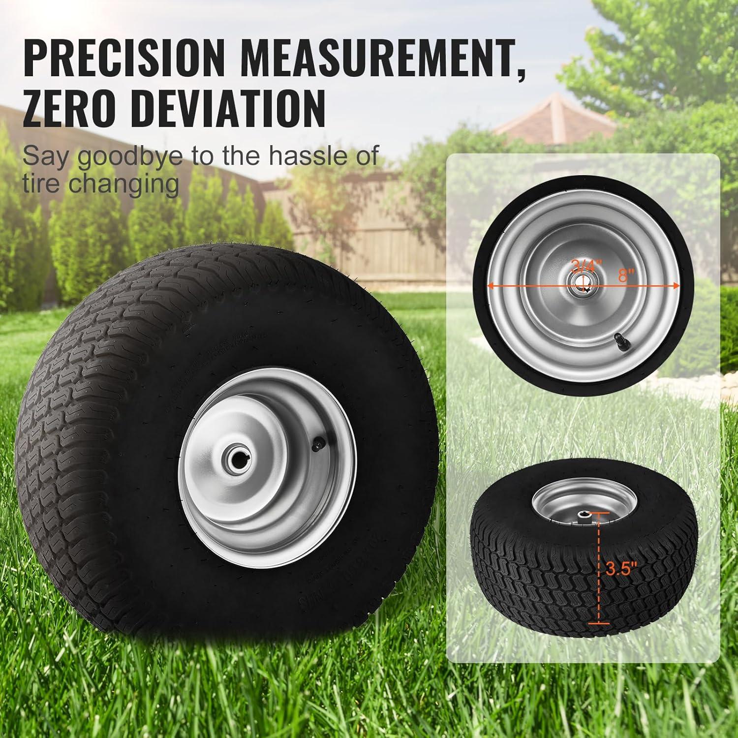 image:imageVEVOR Lawn Mower Tires with Rim 20x88 Tubeless Tractor Tires 2Pack Tire and Wheel Assembly STurf Pneumatic Tires with 35 Offset Hub and 34 Bushing Size for Riding Mowers Lawn TractorsTubeless with Rim