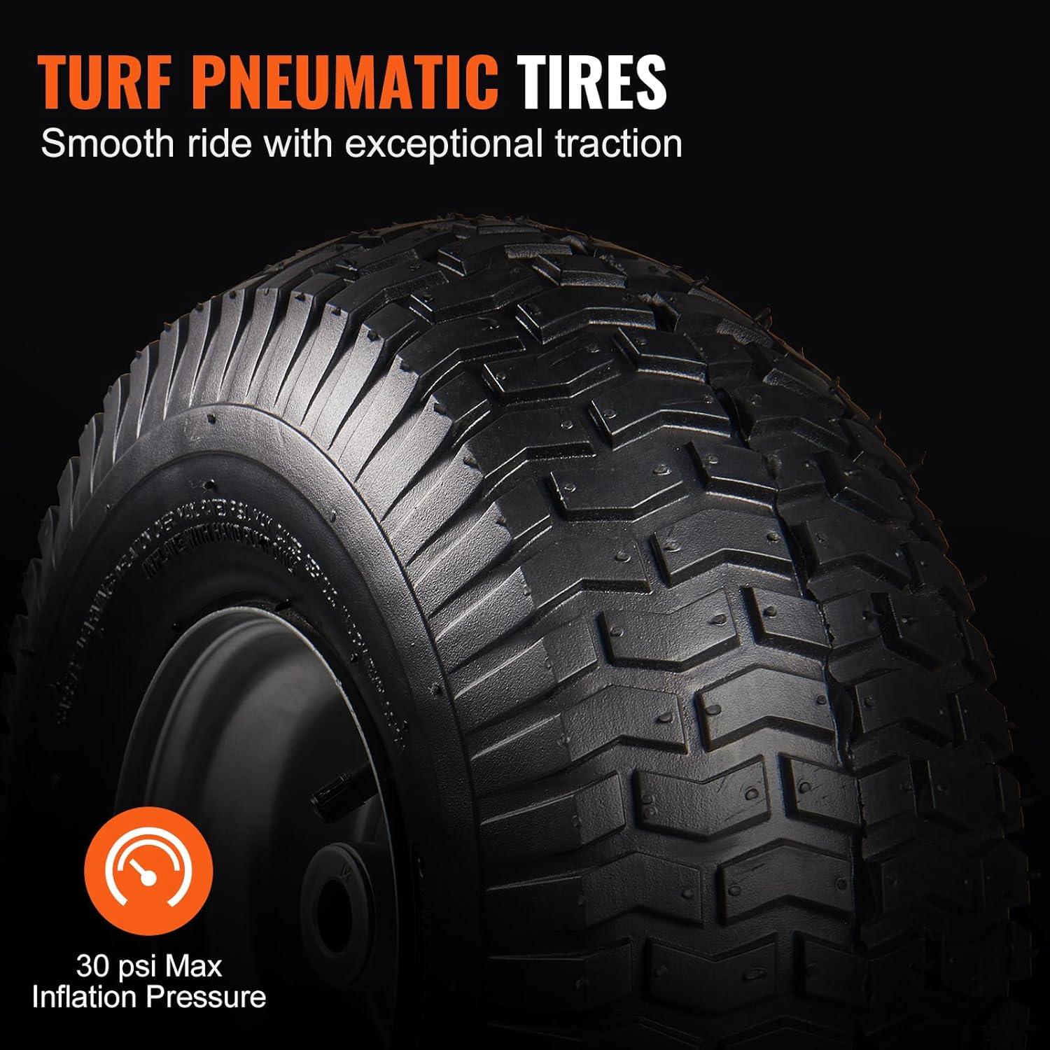 image:imageVEVOR Lawn Mower Tires with Rim 20x88 Tubeless Tractor Tires 2Pack Tire and Wheel Assembly STurf Pneumatic Tires with 35 Offset Hub and 34 Bushing Size for Riding Mowers Lawn TractorsTube with Rim Centered Hub