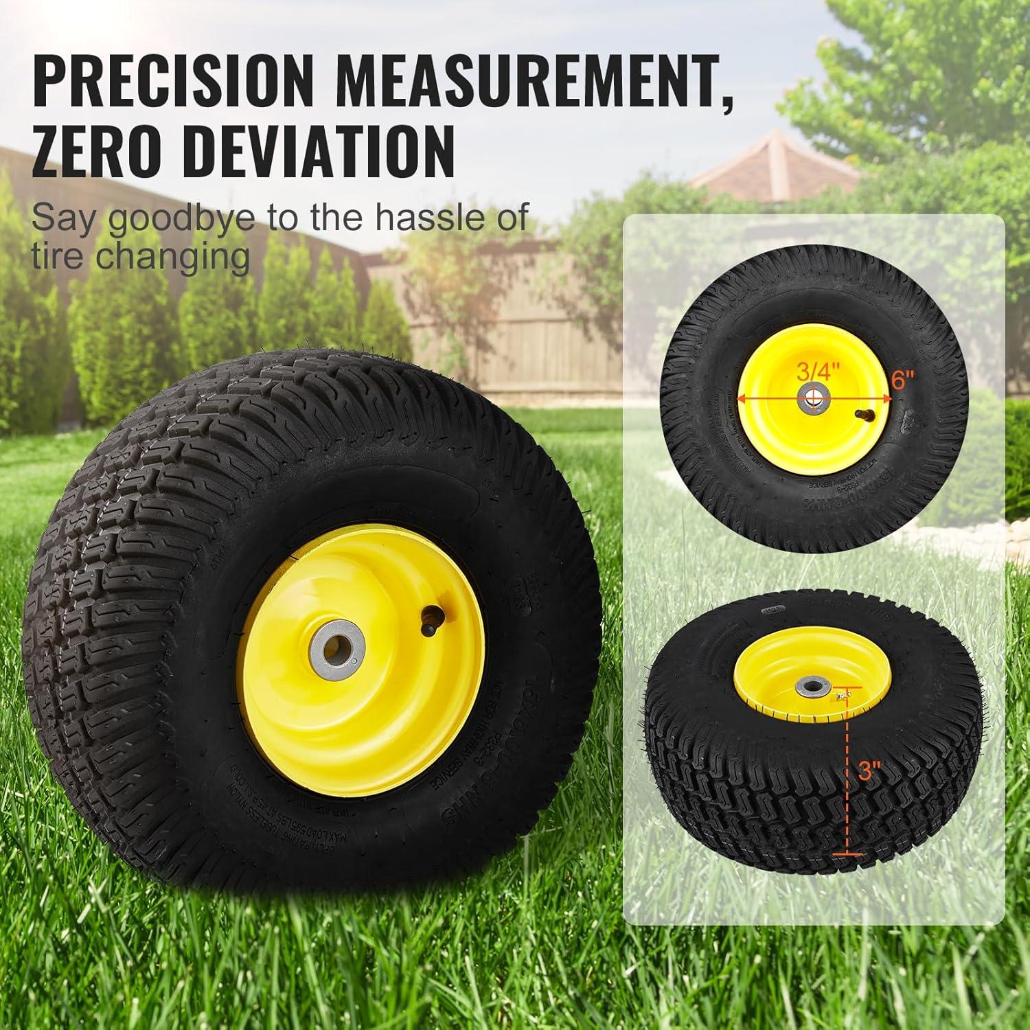 image:imageVEVOR Lawn Mower Tires with Rim 20x88 Tubeless Tractor Tires 2Pack Tire and Wheel Assembly STurf Pneumatic Tires with 35 Offset Hub and 34 Bushing Size for Riding Mowers Lawn TractorsTubeless with Rim Offset Hub