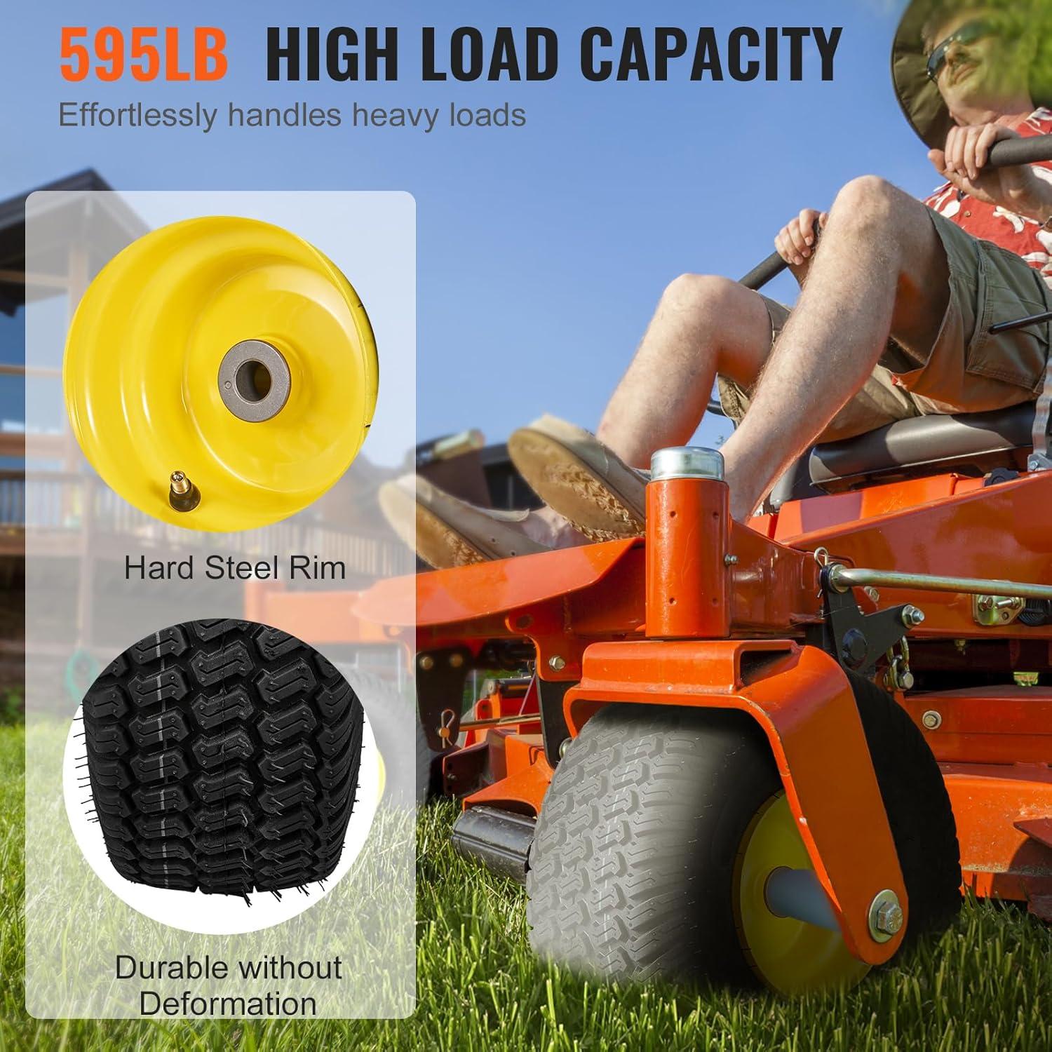 image:imageVEVOR Lawn Mower Tires with Rim 20x88 Tubeless Tractor Tires 2Pack Tire and Wheel Assembly STurf Pneumatic Tires with 35 Offset Hub and 34 Bushing Size for Riding Mowers Lawn TractorsTubeless with Rim Offset Hub