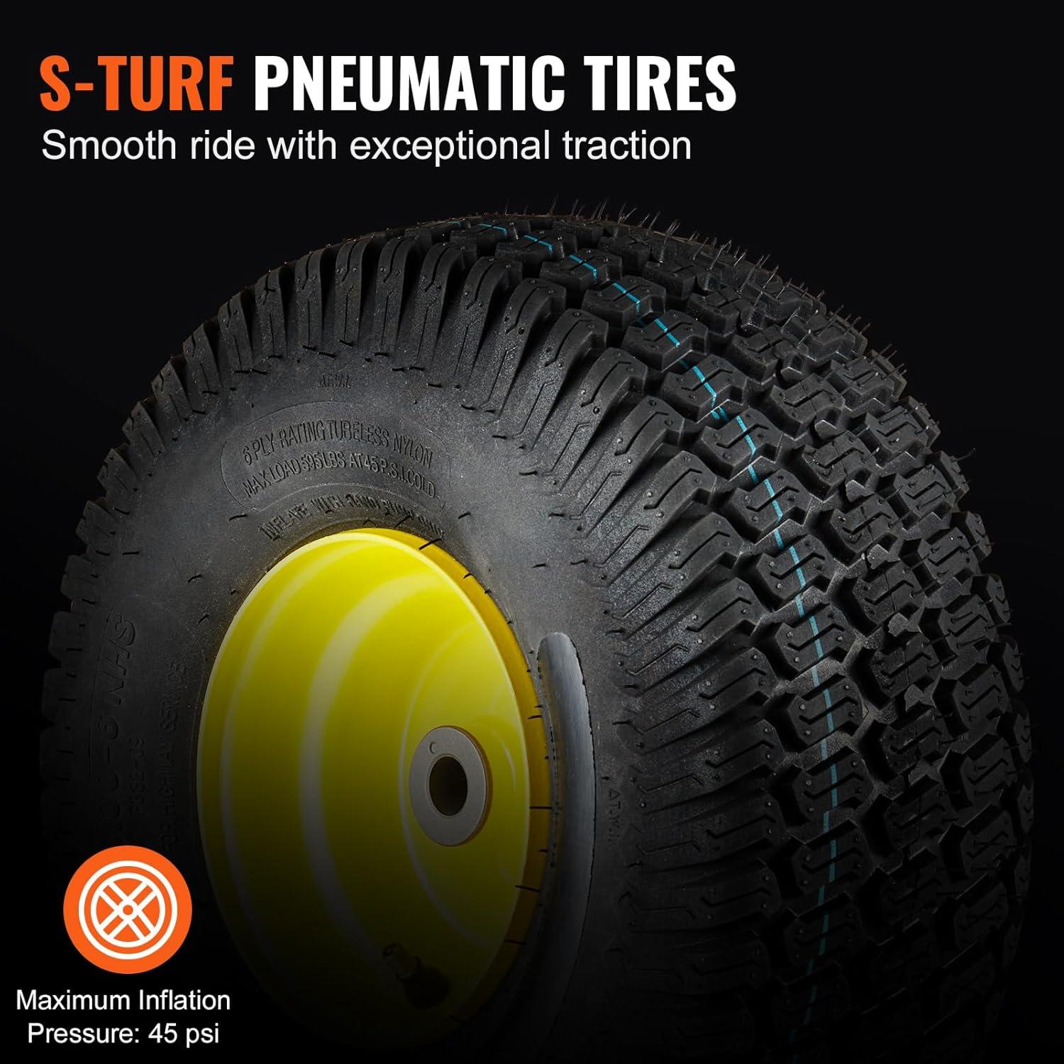 image:imageVEVOR Lawn Mower Tires with Rim 20x88 Tubeless Tractor Tires 2Pack Tire and Wheel Assembly STurf Pneumatic Tires with 35 Offset Hub and 34 Bushing Size for Riding Mowers Lawn TractorsTubeless with Rim Offset Hub