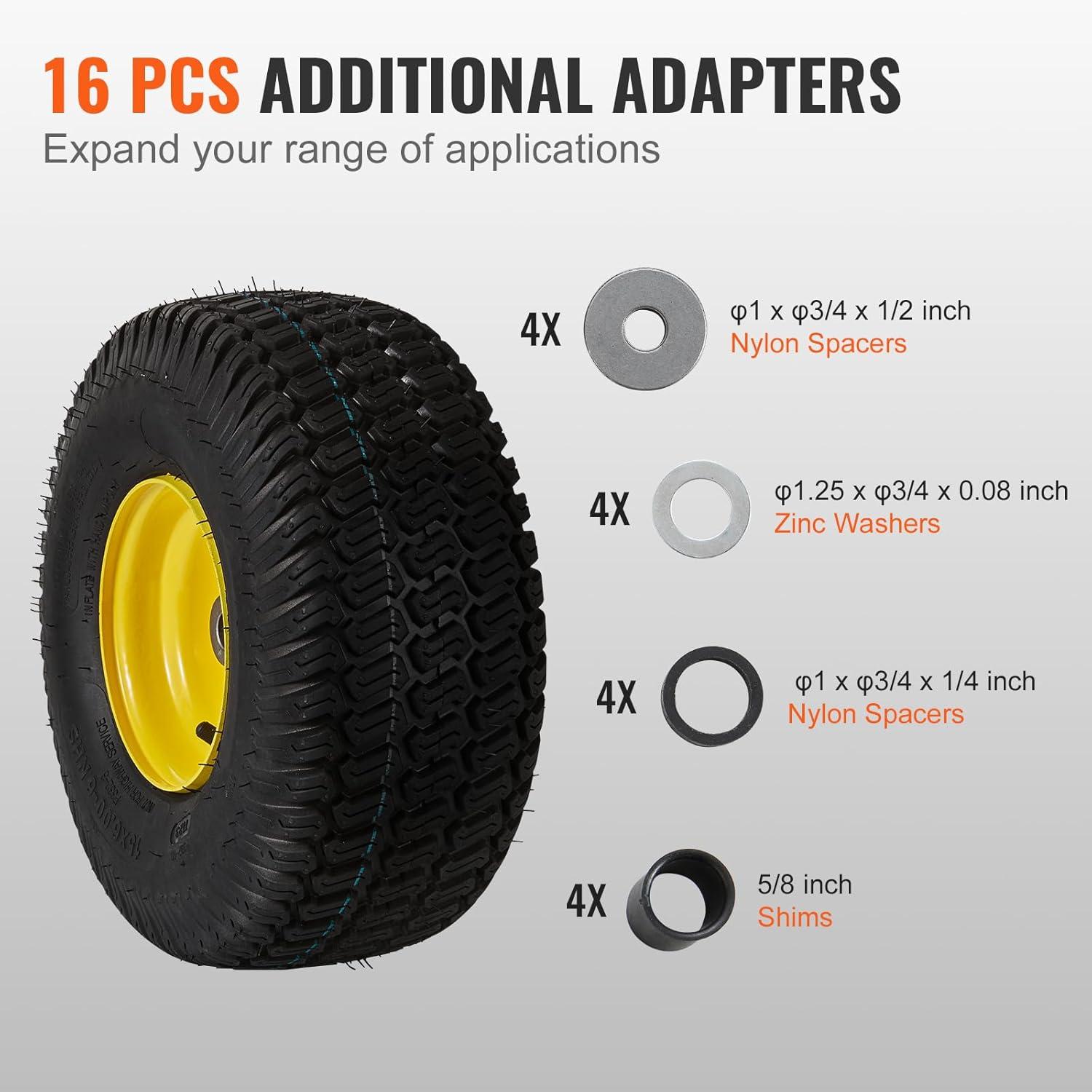 image:imageVEVOR Lawn Mower Tires with Rim 20x88 Tubeless Tractor Tires 2Pack Tire and Wheel Assembly STurf Pneumatic Tires with 35 Offset Hub and 34 Bushing Size for Riding Mowers Lawn TractorsTubeless with Rim Offset Hub