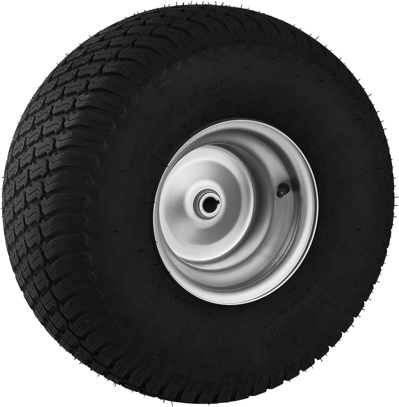 image:imageVEVOR Lawn Mower Tires with Rim 20x88 Tubeless Tractor Tires 2Pack Tire and Wheel Assembly STurf Pneumatic Tires with 35 Offset Hub and 34 Bushing Size for Riding Mowers Lawn TractorsTubeless with Rim