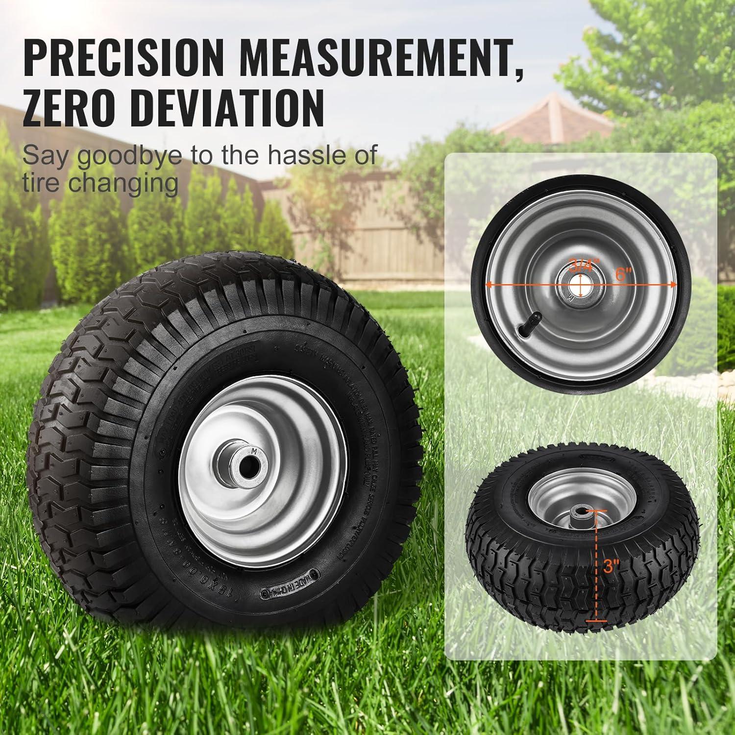 image:imageVEVOR Lawn Mower Tires with Rim 20x88 Tubeless Tractor Tires 2Pack Tire and Wheel Assembly STurf Pneumatic Tires with 35 Offset Hub and 34 Bushing Size for Riding Mowers Lawn TractorsTube with Rim Centered Hub