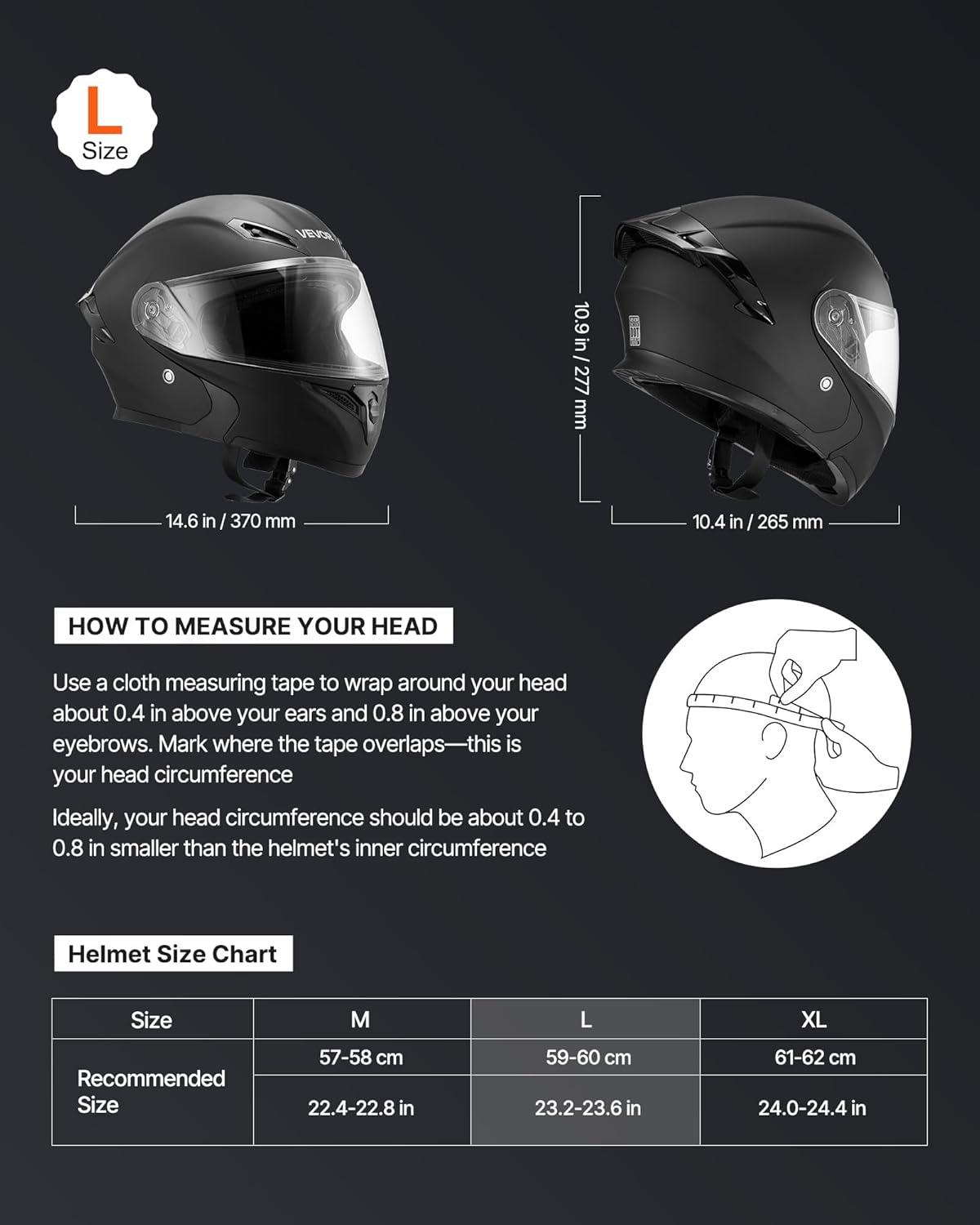 image:imageVEVOR Motorcycle Helmet DOT Approved Adult Motocross Dirt Bike Helmet with Large Clear Visor Comfortable Motorbike Racing Street with Detachable Liner for Men amp WomenBlack