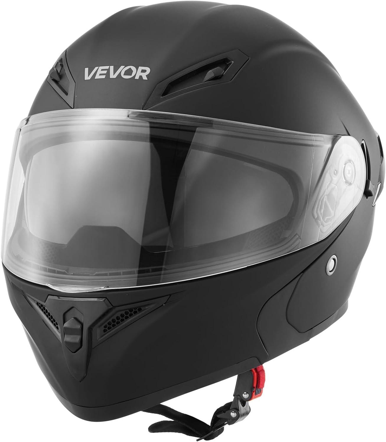 image:imageVEVOR Motorcycle Helmet DOT Approved Adult Motocross Dirt Bike Helmet with Large Clear Visor Comfortable Motorbike Racing Street with Detachable Liner for Men amp WomenBlack