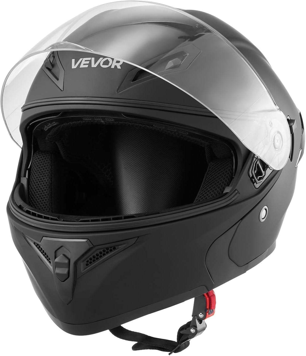 image:imageVEVOR Motorcycle Helmet DOT Approved Adult Motocross Dirt Bike Helmet with Large Clear Visor Comfortable Motorbike Racing Street with Detachable Liner for Men amp WomenBlack