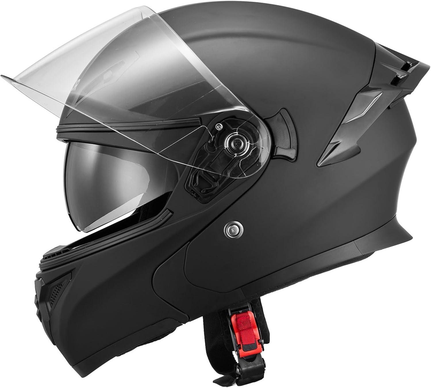 image:imageVEVOR Motorcycle Helmet DOT Approved Adult Motocross Dirt Bike Helmet with Large Clear Visor Comfortable Motorbike Racing Street with Detachable Liner for Men amp WomenBlack