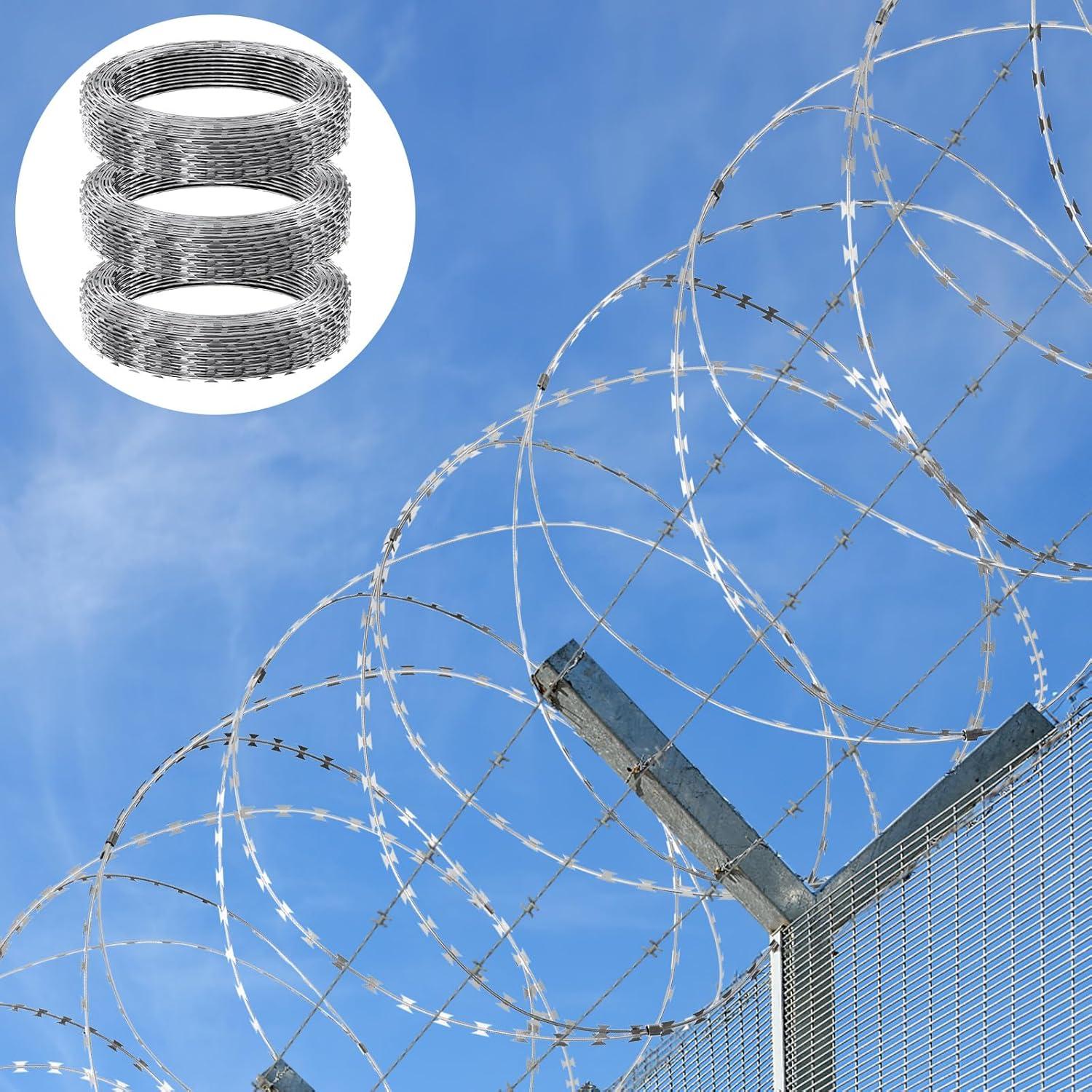image:imageVEVOR Razor Wires 246 ft Razor Barbed Wire 5 Rolls Razor Wire Fencing Razor Fence Razor Ribbon Barbed Wire Galvanized Razor Wire Fence Rolls Razor for Garden147FT