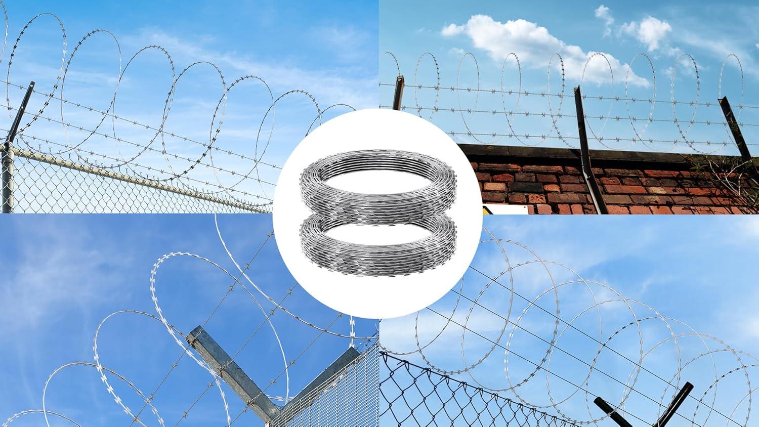 image:imageVEVOR Razor Wires 246 ft Razor Barbed Wire 5 Rolls Razor Wire Fencing Razor Fence Razor Ribbon Barbed Wire Galvanized Razor Wire Fence Rolls Razor for Garden500FT