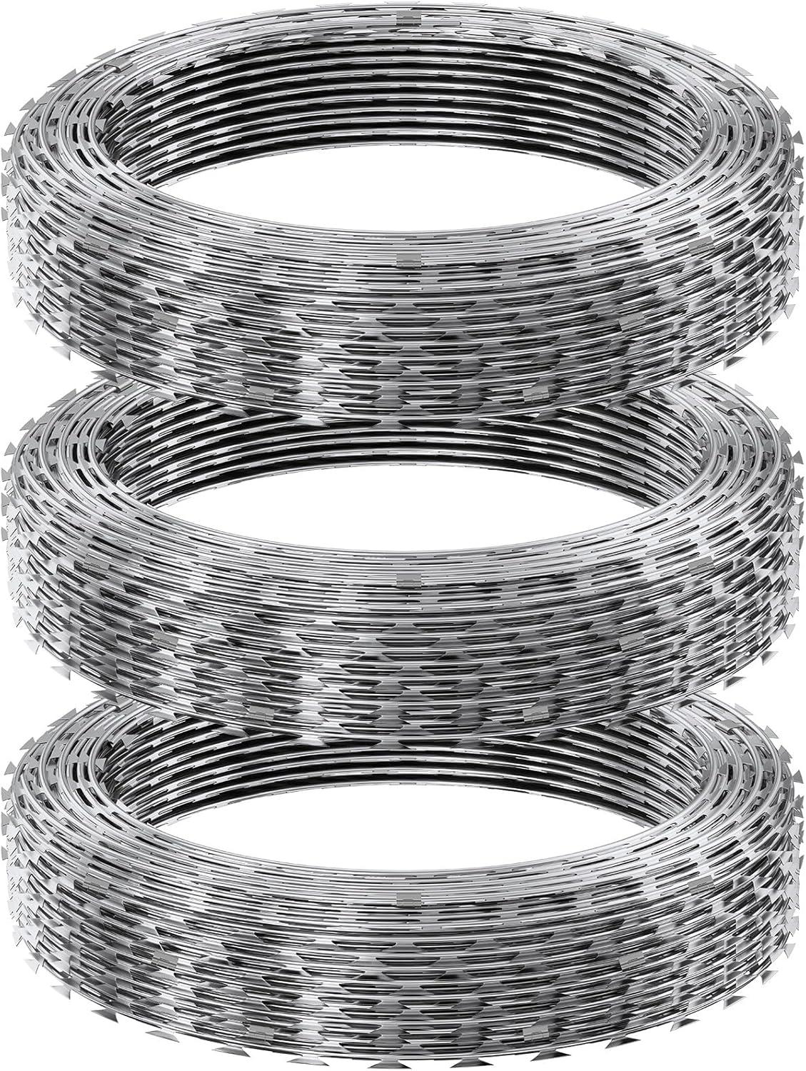 image:imageVEVOR Razor Wires 246 ft Razor Barbed Wire 5 Rolls Razor Wire Fencing Razor Fence Razor Ribbon Barbed Wire Galvanized Razor Wire Fence Rolls Razor for Garden147FT
