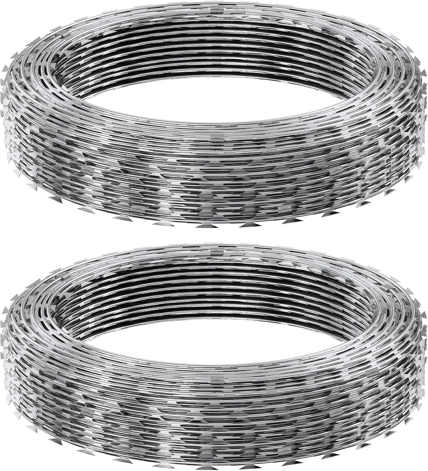image:imageVEVOR Razor Wires 246 ft Razor Barbed Wire 5 Rolls Razor Wire Fencing Razor Fence Razor Ribbon Barbed Wire Galvanized Razor Wire Fence Rolls Razor for Garden100FT