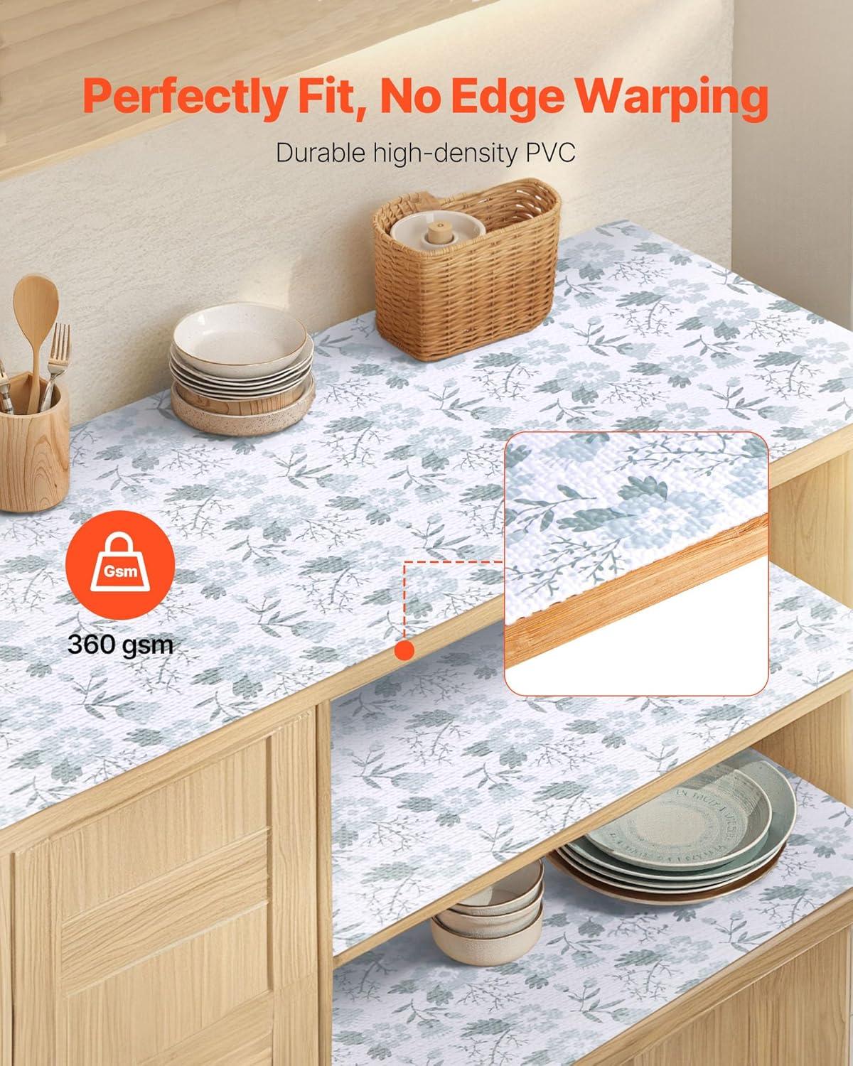 image:imageVEVOR Shelf Liner Drawer Liner for Kitchen Cabinet NonAdhesive NonSlip Waterproof Washable Shelf Paper Easy to Cut Durable PVC Cabinet Mat for Dresser Pantry Shelve BathroomFloral12in x 23FTClassic Floral
