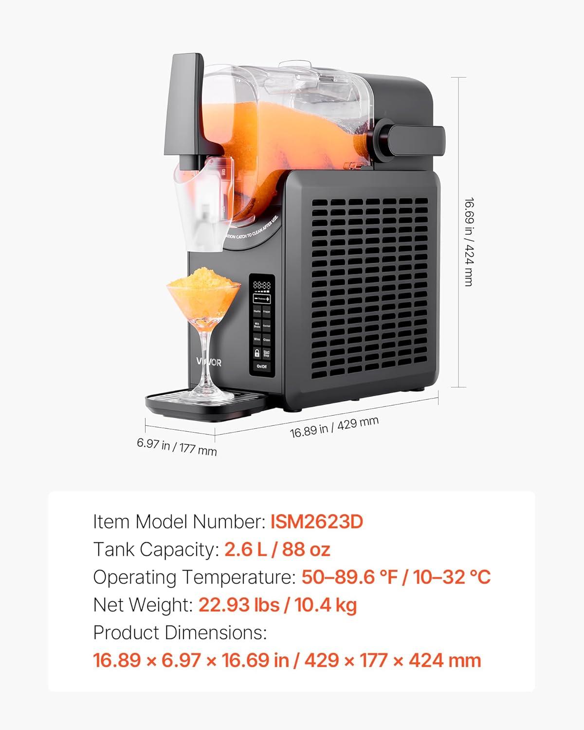 image:imageVEVOR Slushie Machine 26L88oz No Ice Needed Slushy Machine for Home Frozen Drink Maker with 5 Preset Programs Margarita Machine with SelfCleaning Frozen Margaritas Frapps Milkshake amp More