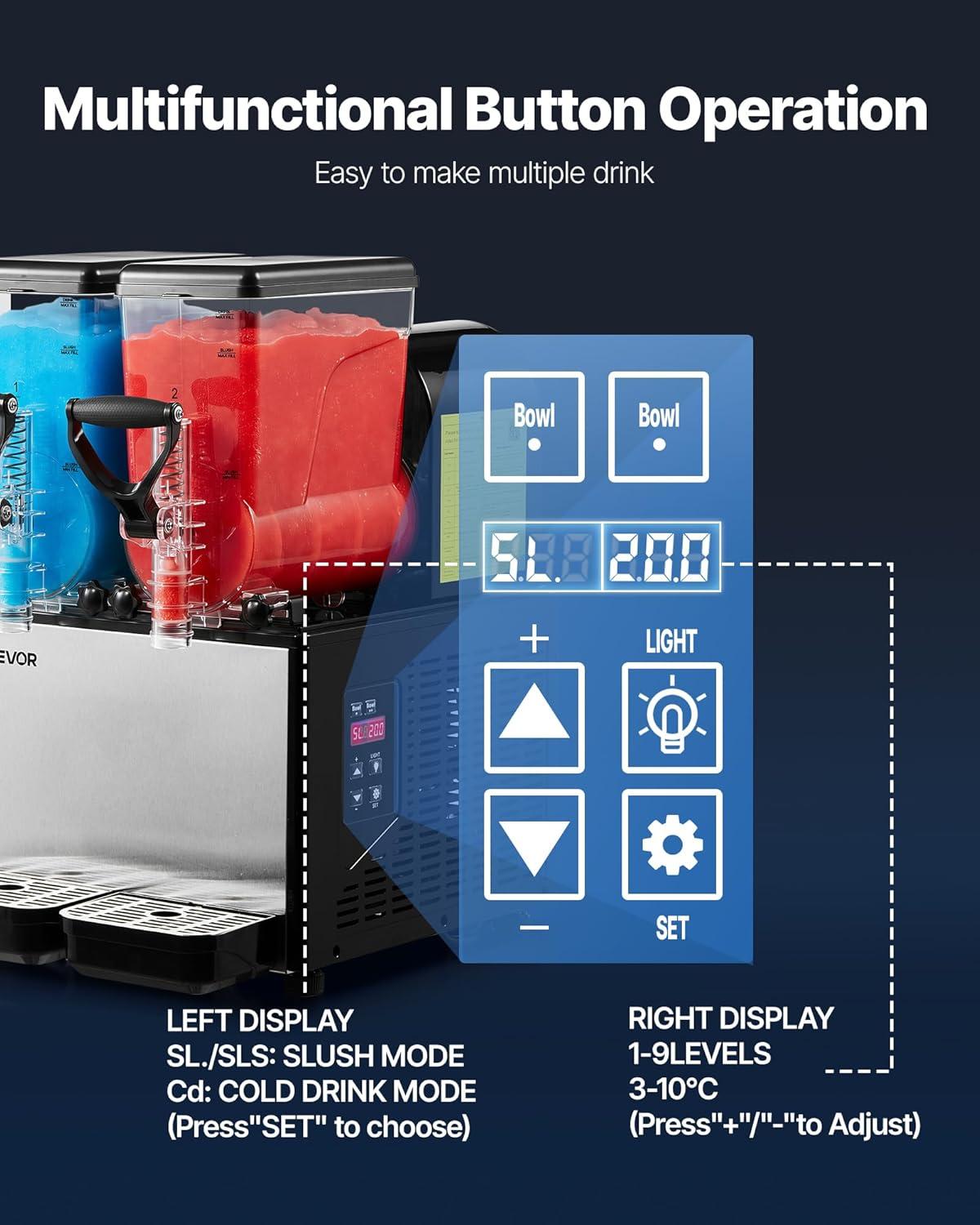 image:imageVEVOR Slushie Machine 3L100oz No Ice Needed Slushy Machine for Home Frozen Drink Maker with Single Tank Margarita Machine with SelfCleaning for Frozen Margaritas Frapps Milkshake amp MoreBlack