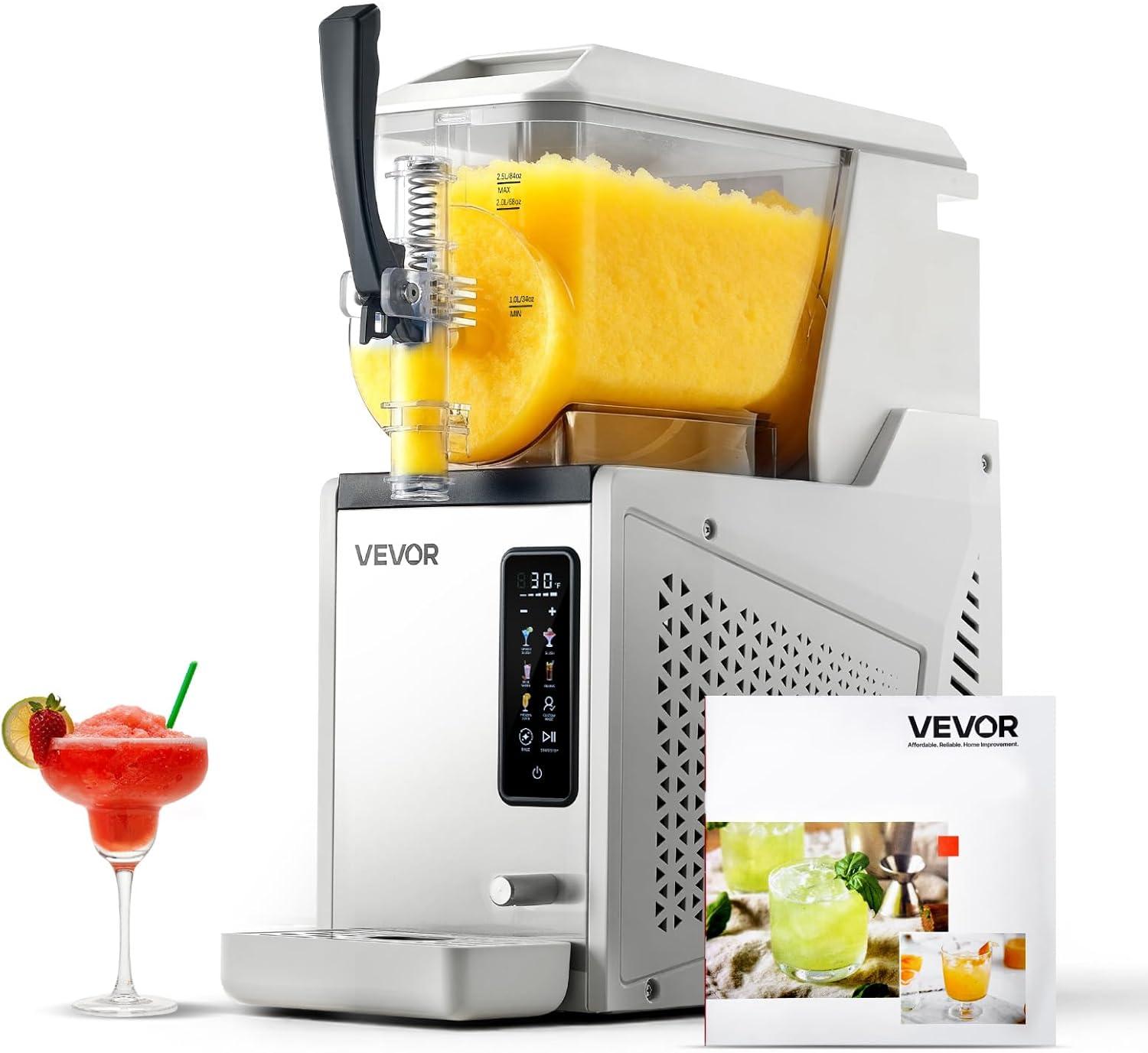 image:imageVEVOR Slushie Machine 3L100oz No Ice Needed Slushy Machine for Home Frozen Drink Maker with Single Tank Margarita Machine with SelfCleaning for Frozen Margaritas Frapps Milkshake amp MoreStainless steel color beige