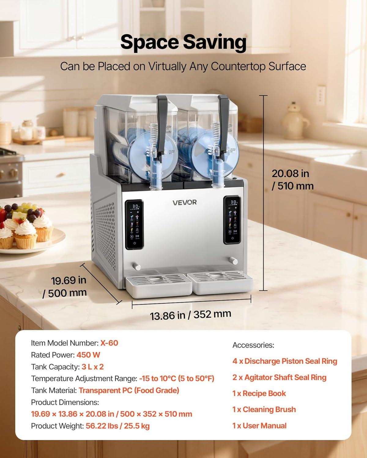 image:imageVEVOR Slushie Machine 3L100oz No Ice Needed Slushy Machine for Home Frozen Drink Maker with Single Tank Margarita Machine with SelfCleaning for Frozen Margaritas Frapps Milkshake amp MoreStainless steel color beige