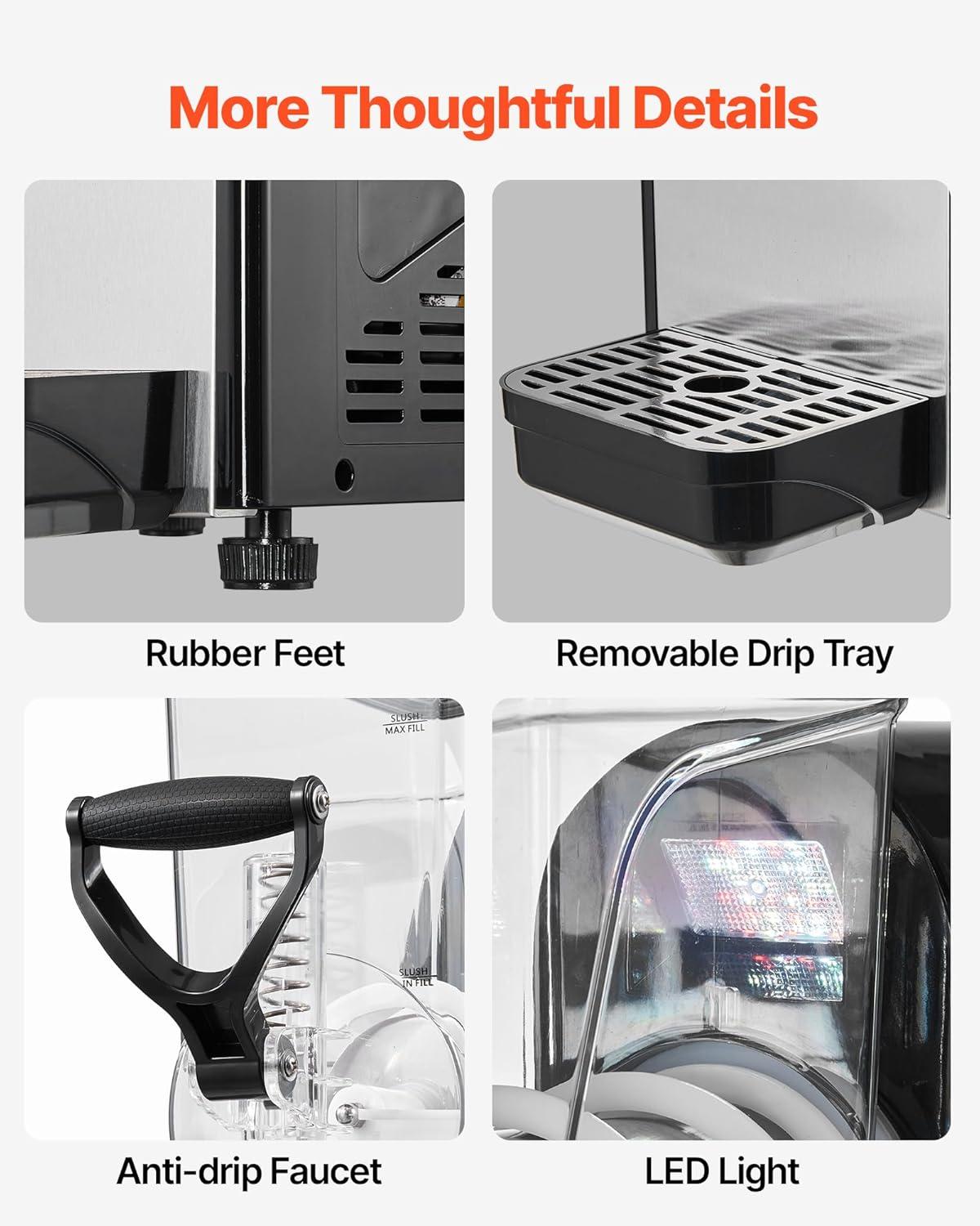 image:imageVEVOR Slushie Machine 3L100oz No Ice Needed Slushy Machine for Home Frozen Drink Maker with Single Tank Margarita Machine with SelfCleaning for Frozen Margaritas Frapps Milkshake amp MoreBlack