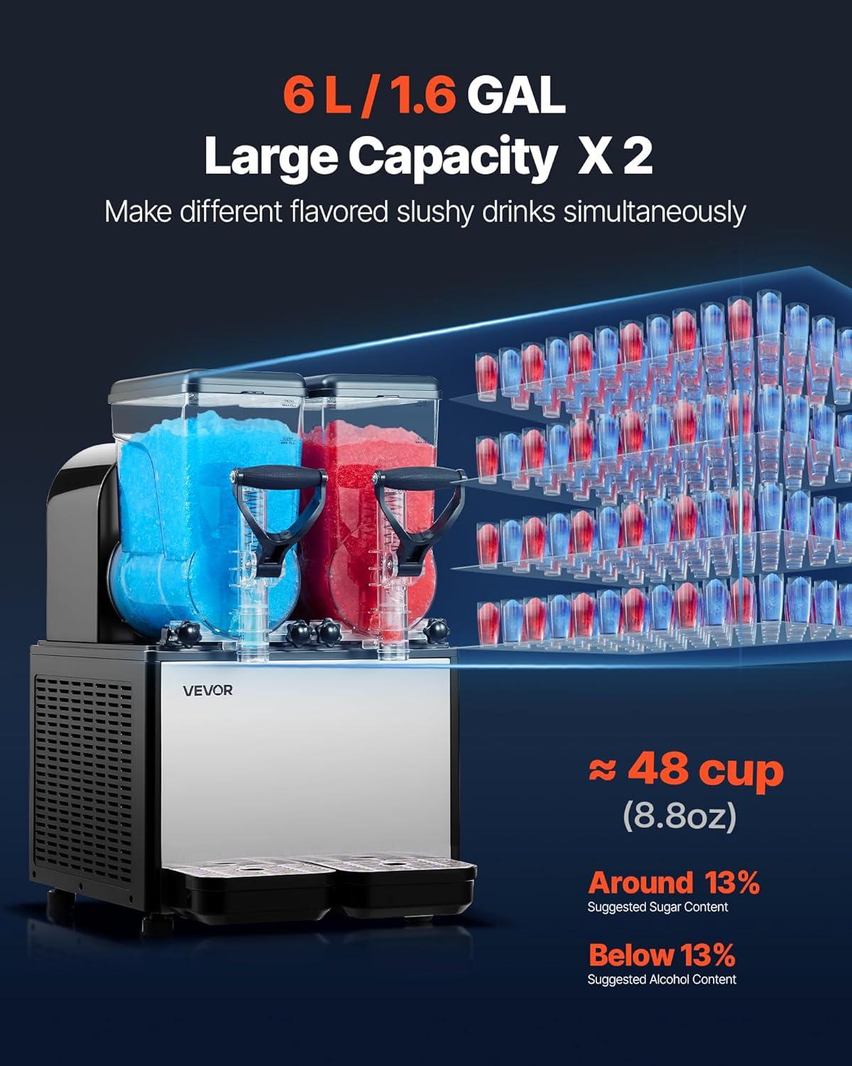 image:imageVEVOR Slushie Machine 3L100oz No Ice Needed Slushy Machine for Home Frozen Drink Maker with Single Tank Margarita Machine with SelfCleaning for Frozen Margaritas Frapps Milkshake amp MoreBlack