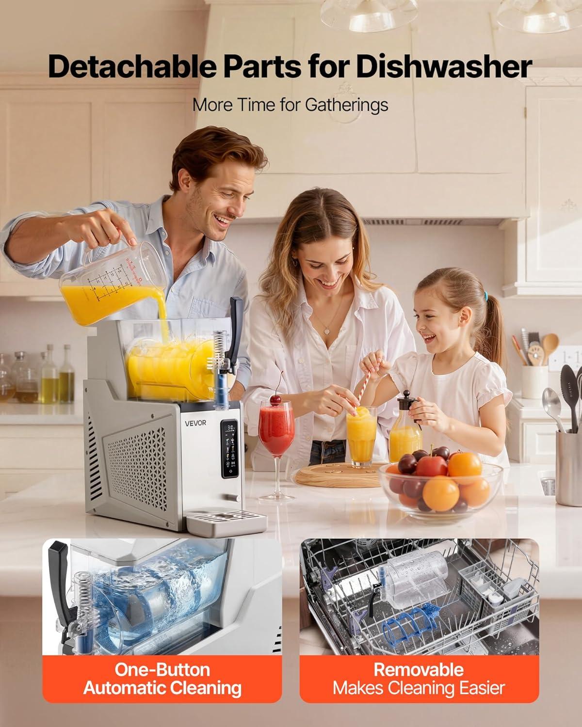 image:imageVEVOR Slushie Machine 3L100oz No Ice Needed Slushy Machine for Home Frozen Drink Maker with Single Tank Margarita Machine with SelfCleaning for Frozen Margaritas Frapps Milkshake amp MoreStainless steel color beige