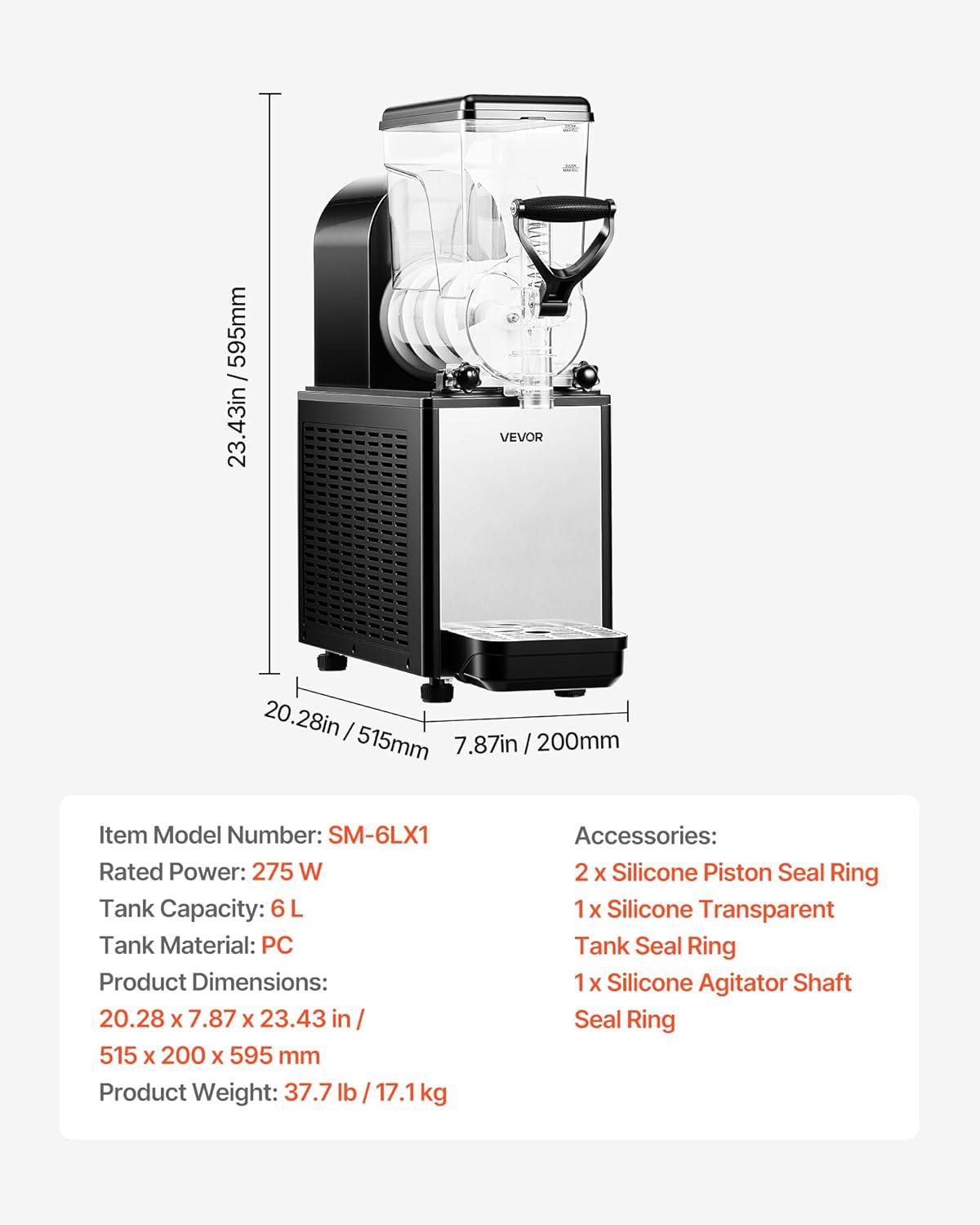 image:imageVEVOR Slushie Machine 3L100oz No Ice Needed Slushy Machine for Home Frozen Drink Maker with Single Tank Margarita Machine with SelfCleaning for Frozen Margaritas Frapps Milkshake amp MoreBlack