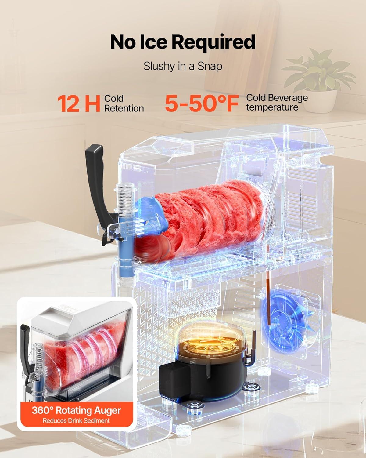 image:imageVEVOR Slushie Machine 3L100oz No Ice Needed Slushy Machine for Home Frozen Drink Maker with Single Tank Margarita Machine with SelfCleaning for Frozen Margaritas Frapps Milkshake amp MoreStainless steel color beige