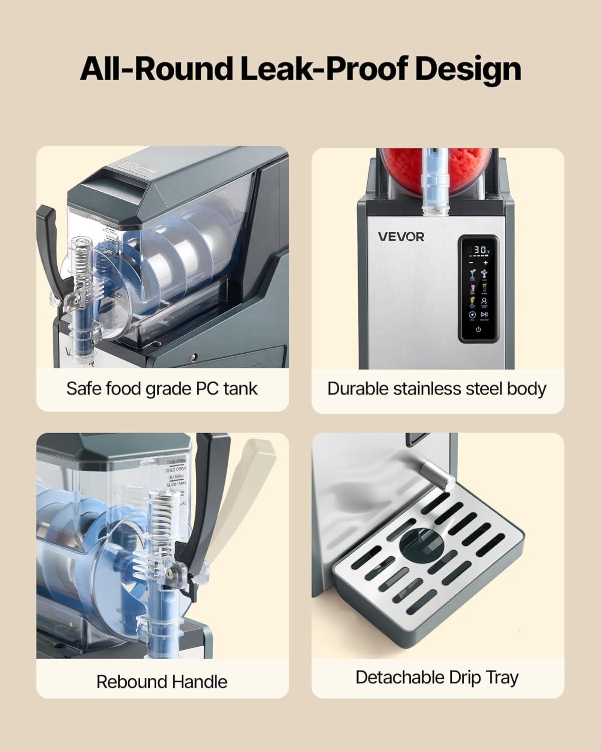 image:imageVEVOR Slushie Machine 4L135oz No Ice Needed Slushy Machine for Home Frozen Drink Maker with Single Tank Margarita Machine with SelfCleaning for Frozen Margaritas Frapps Milkshake amp More4L