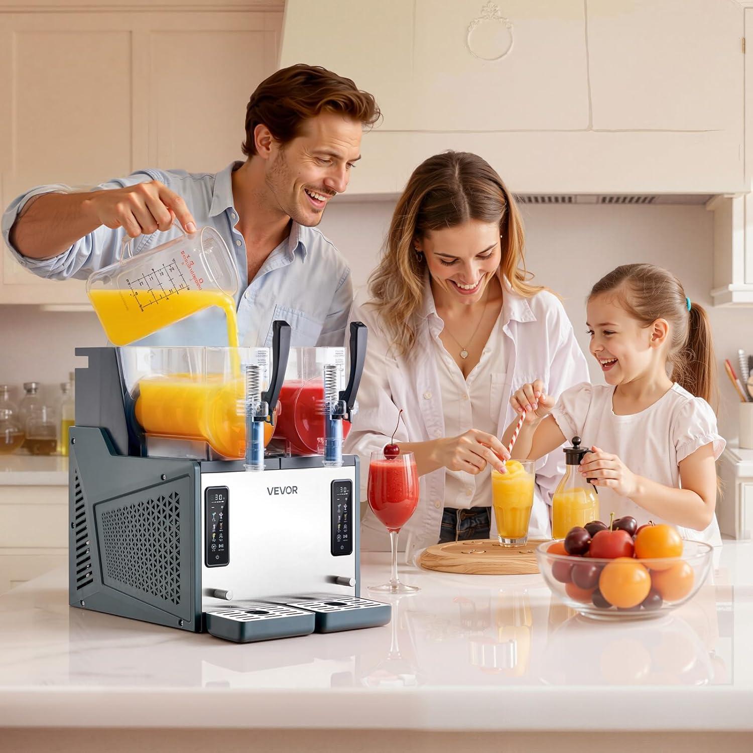 image:imageVEVOR Slushie Machine 4L135oz No Ice Needed Slushy Machine for Home Frozen Drink Maker with Single Tank Margarita Machine with SelfCleaning for Frozen Margaritas Frapps Milkshake amp More4Lx2