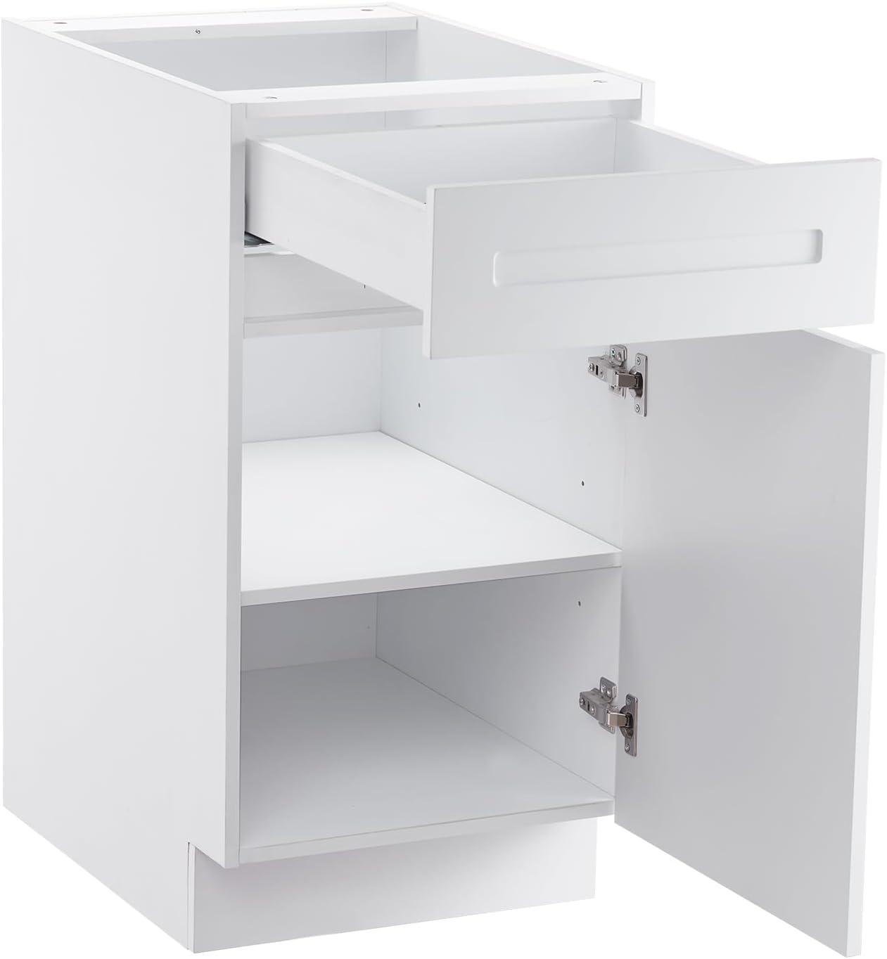 image:imageVEVOR White Shaker Base Cabinet 36Inch Unassembled Sink Base Cabinet 36 W x 24 D x 345 H Ready to Assemble Cabinet with SoftClose Doors and Adjustable Shelf for Home Office18W Base Cabinet