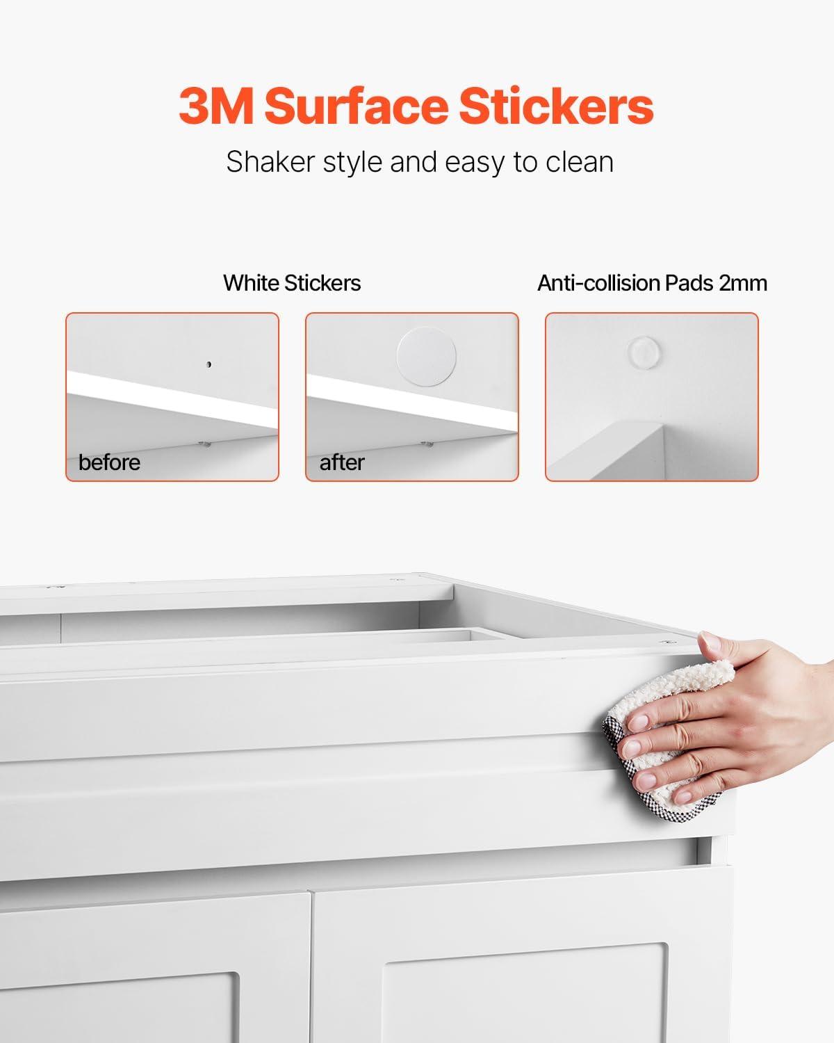 image:imageVEVOR White Shaker Base Cabinet 36Inch Unassembled Sink Base Cabinet 36 W x 24 D x 345 H Ready to Assemble Cabinet with SoftClose Doors and Adjustable Shelf for Home Office36W Base Cabinet